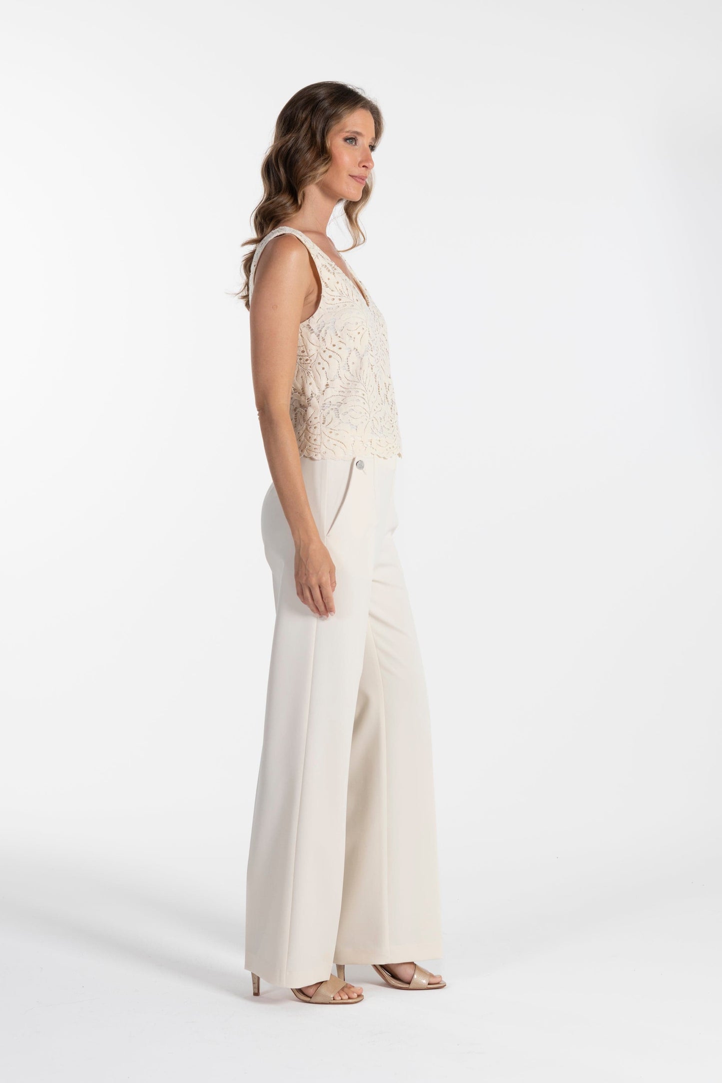 Calças s Ana Sousa Bege Elegantes