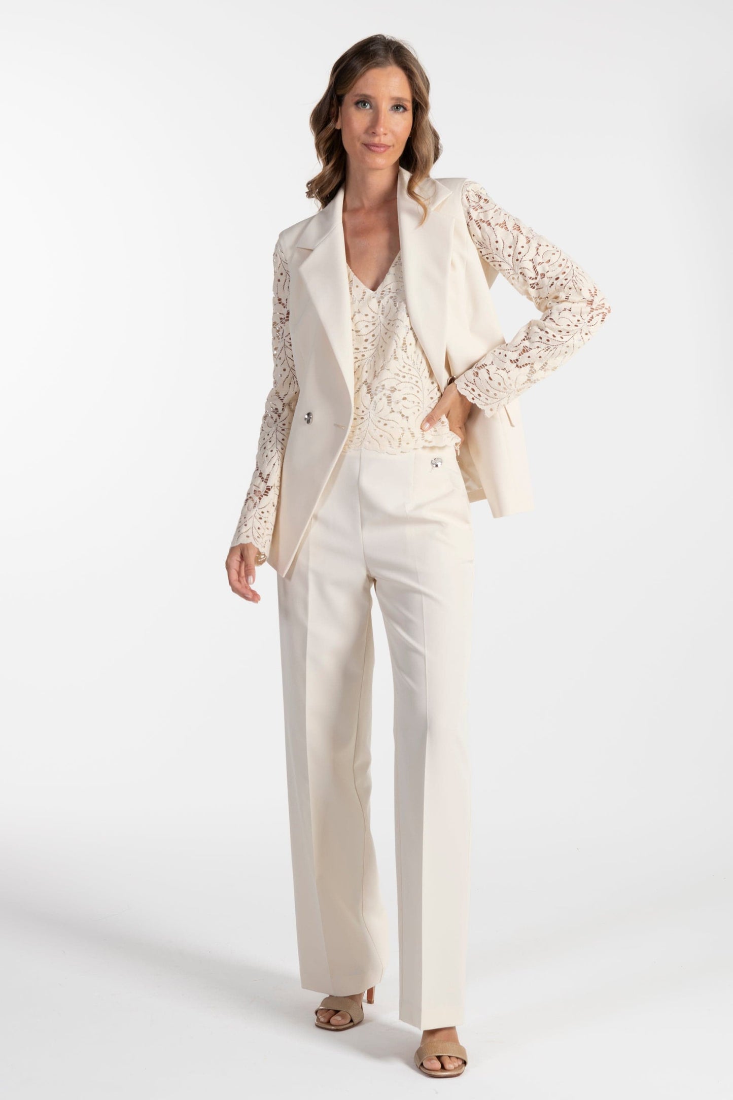 Calças s Ana Sousa Bege Elegantes