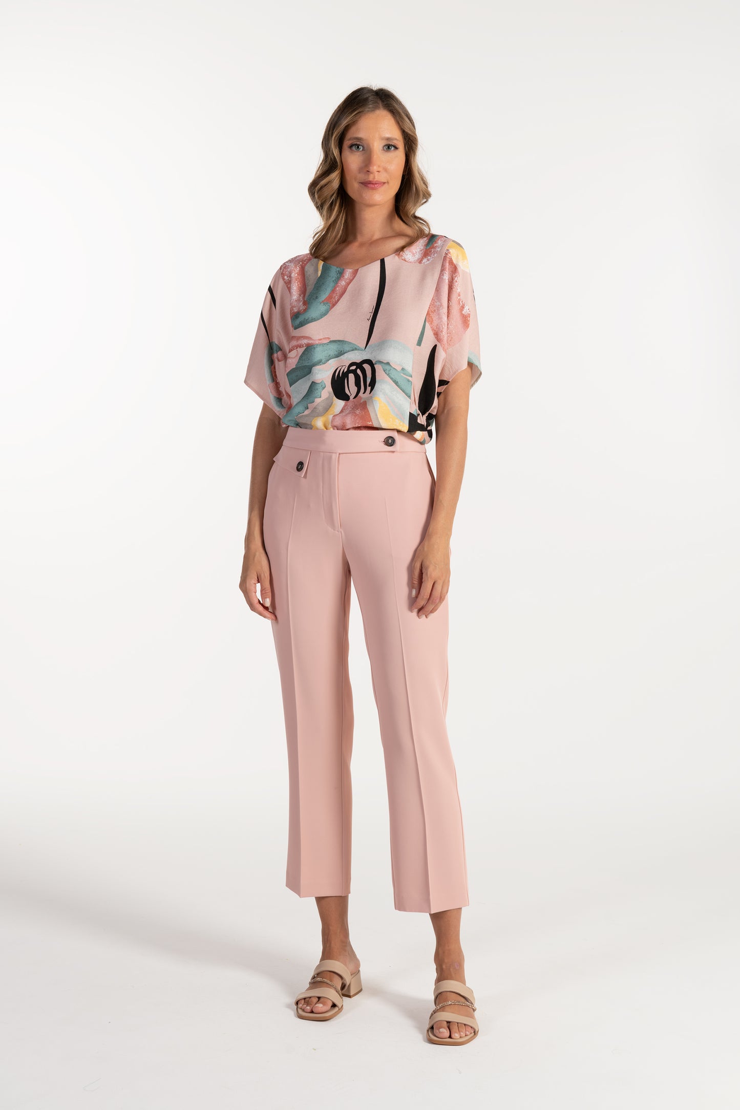 Calças Rosa Claro de Mulher ANA SOUSA com Corte Reto