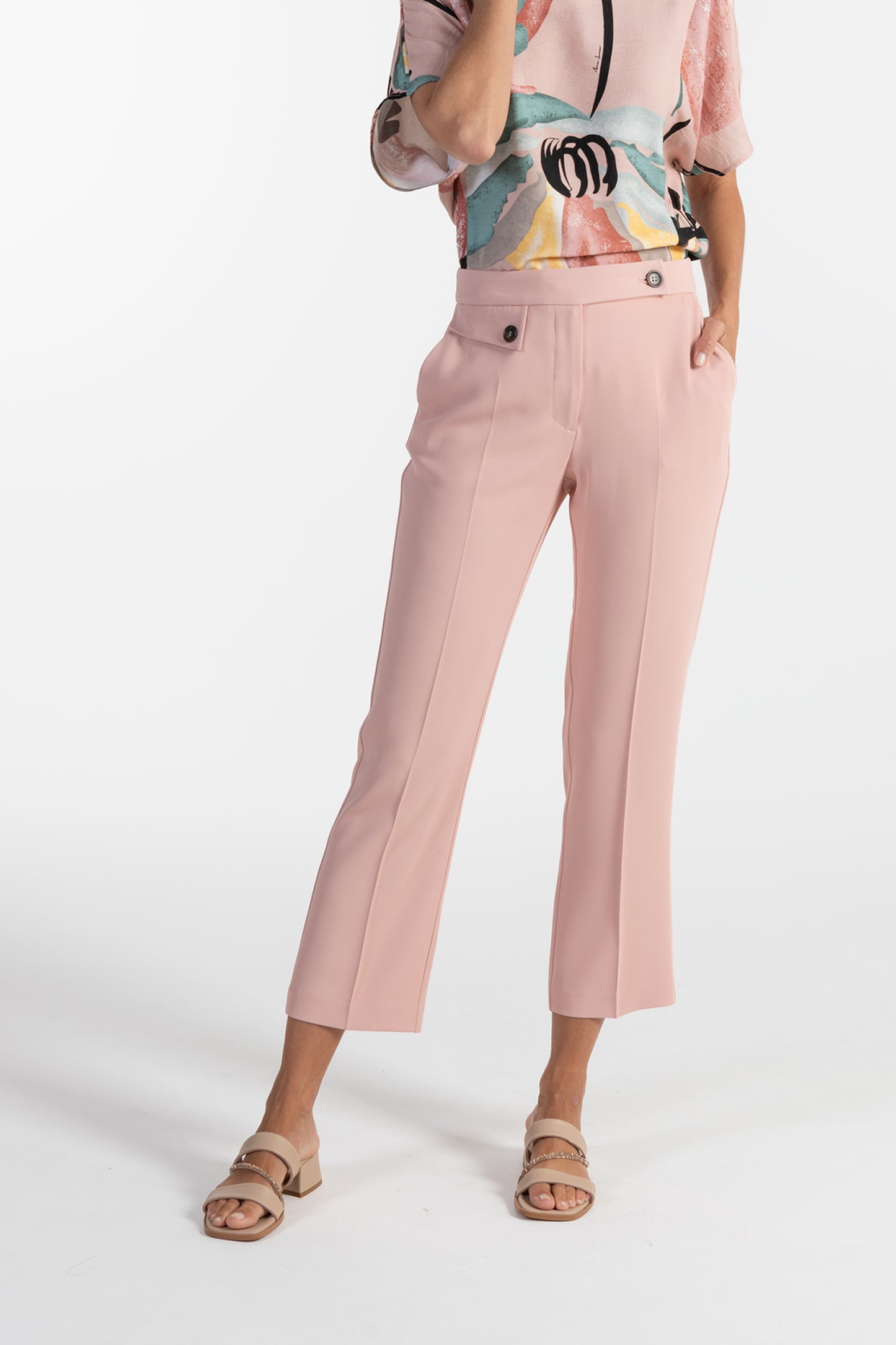 Calças Rosa Claro de Mulher ANA SOUSA com Corte Reto