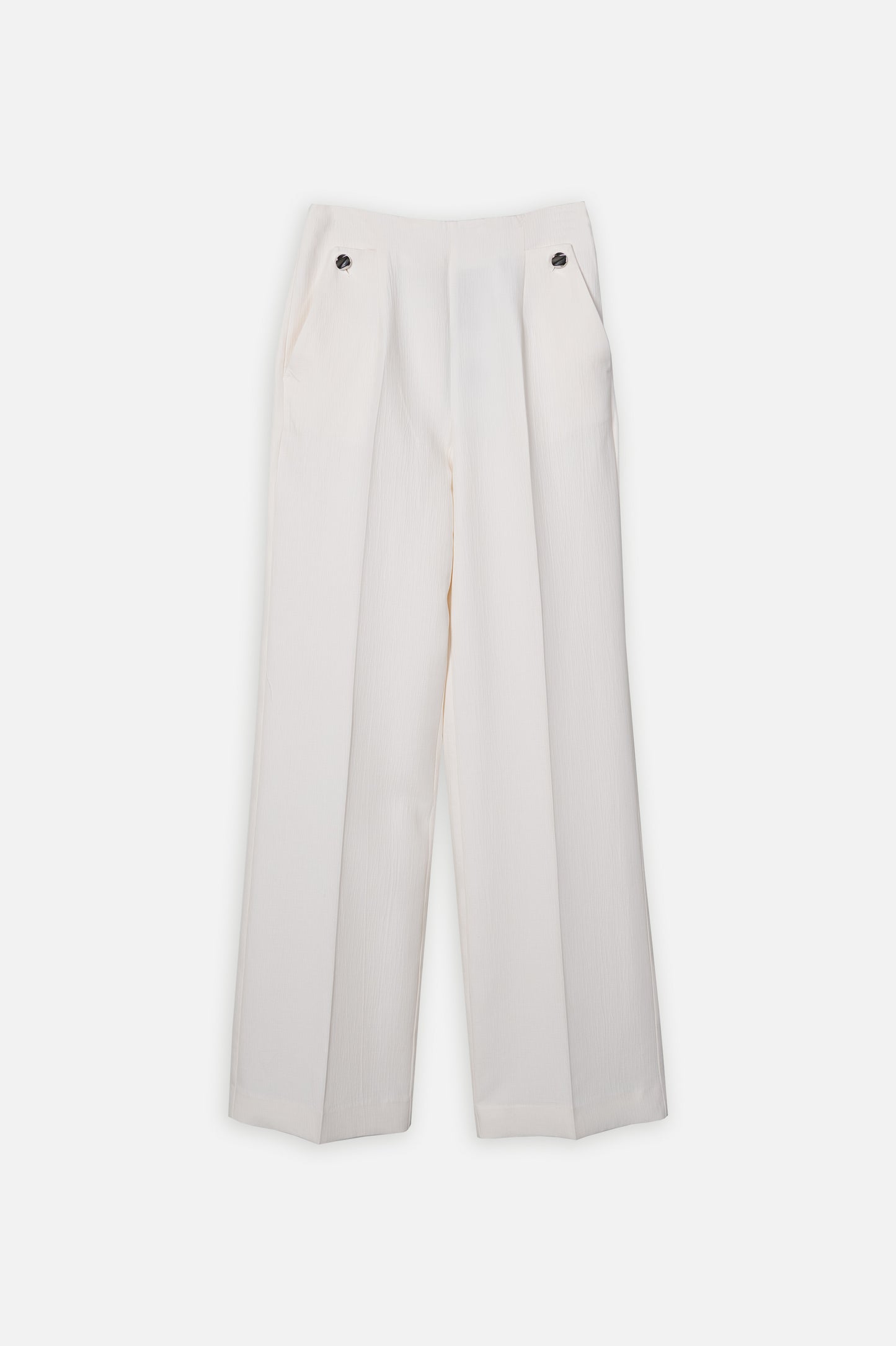 Calças Texturadas Brancas de Mulher ANA SOUSA com Corte Reto