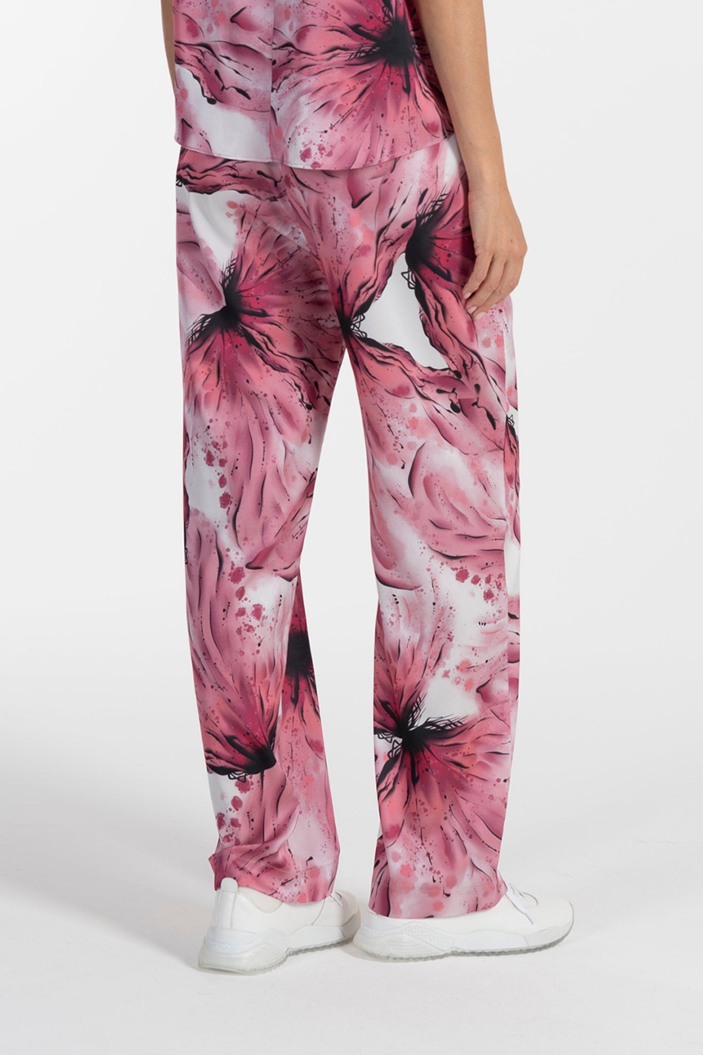 Calças s Ana Sousa Rosa Florais Elegantes