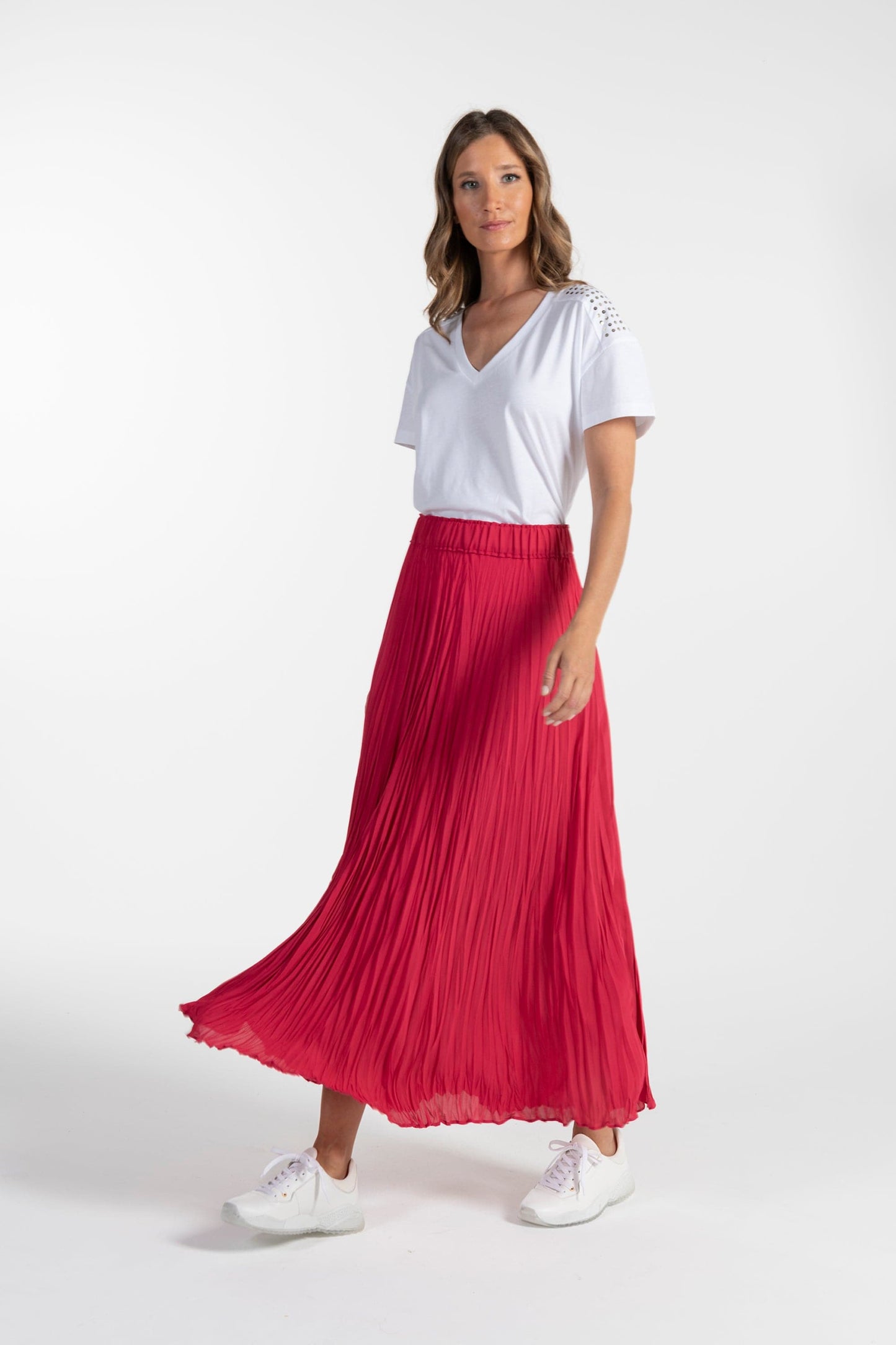 Saia Plissada Vermelha de Mulher ANA SOUSA