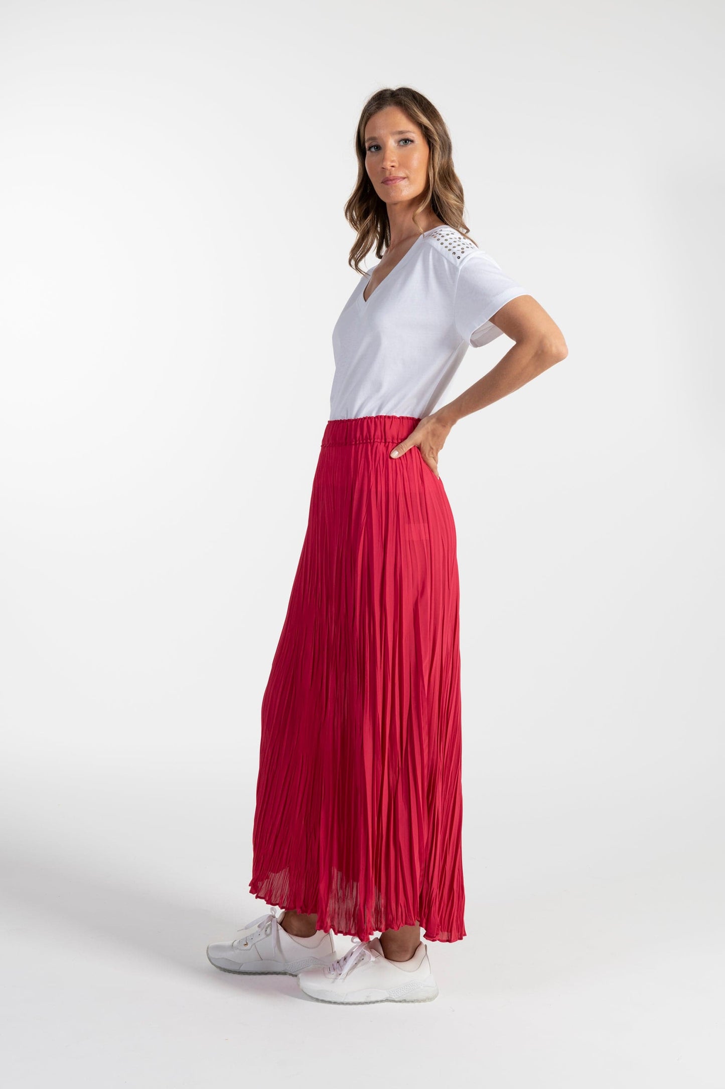 Saia Plissada Vermelha de Mulher ANA SOUSA