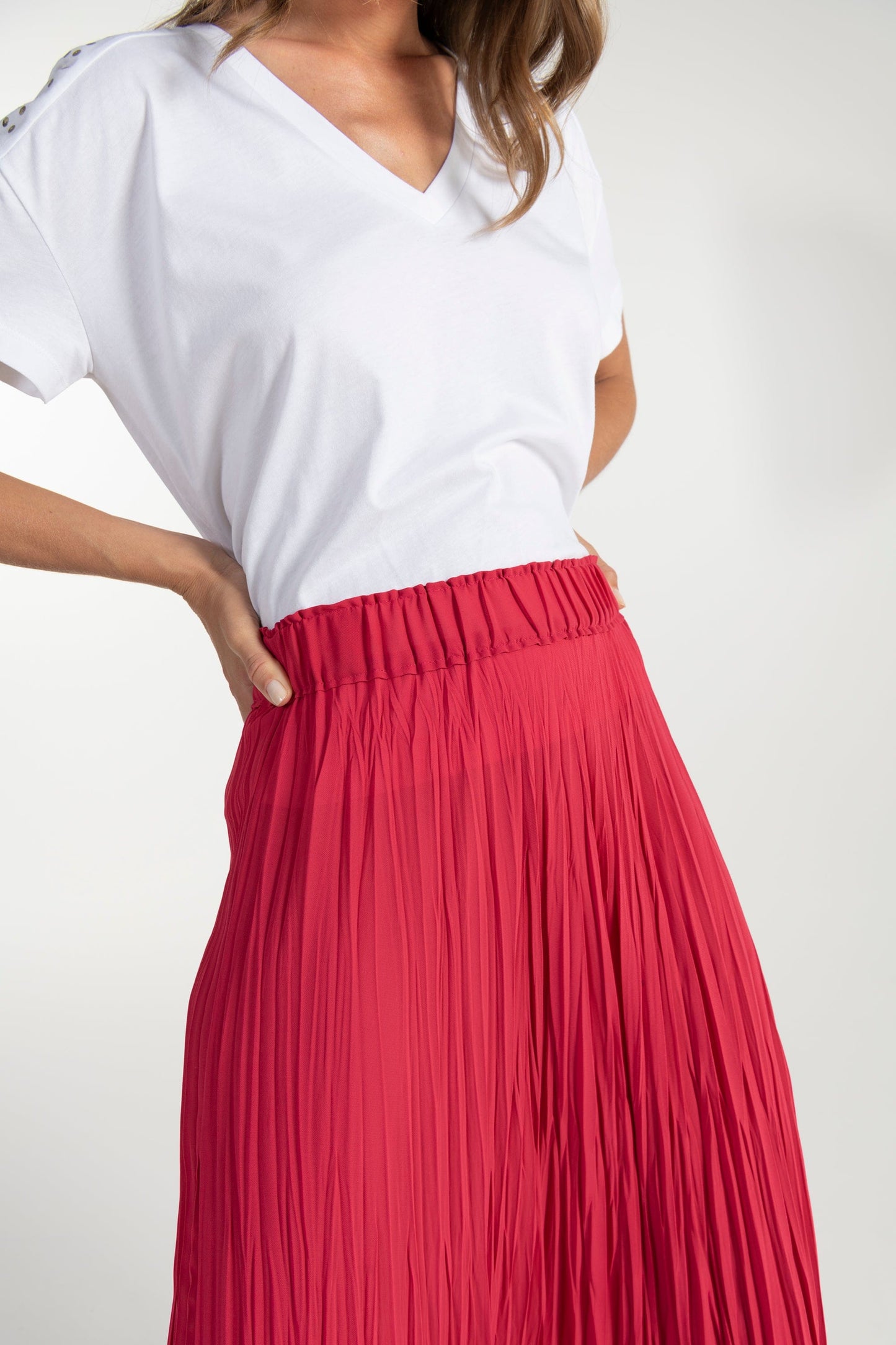 Saia Plissada Vermelha de Mulher ANA SOUSA