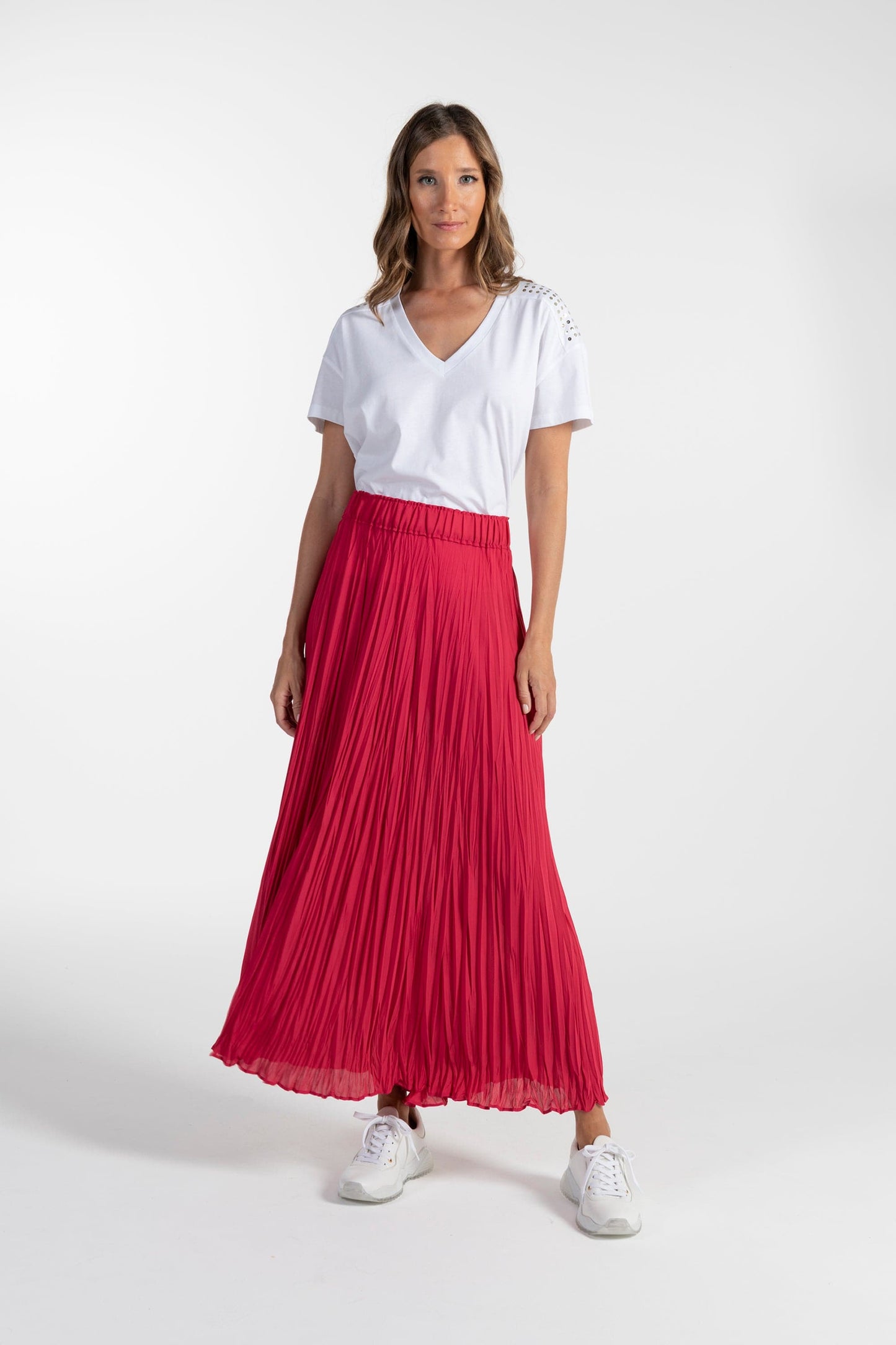 Saia Plissada Vermelha de Mulher ANA SOUSA