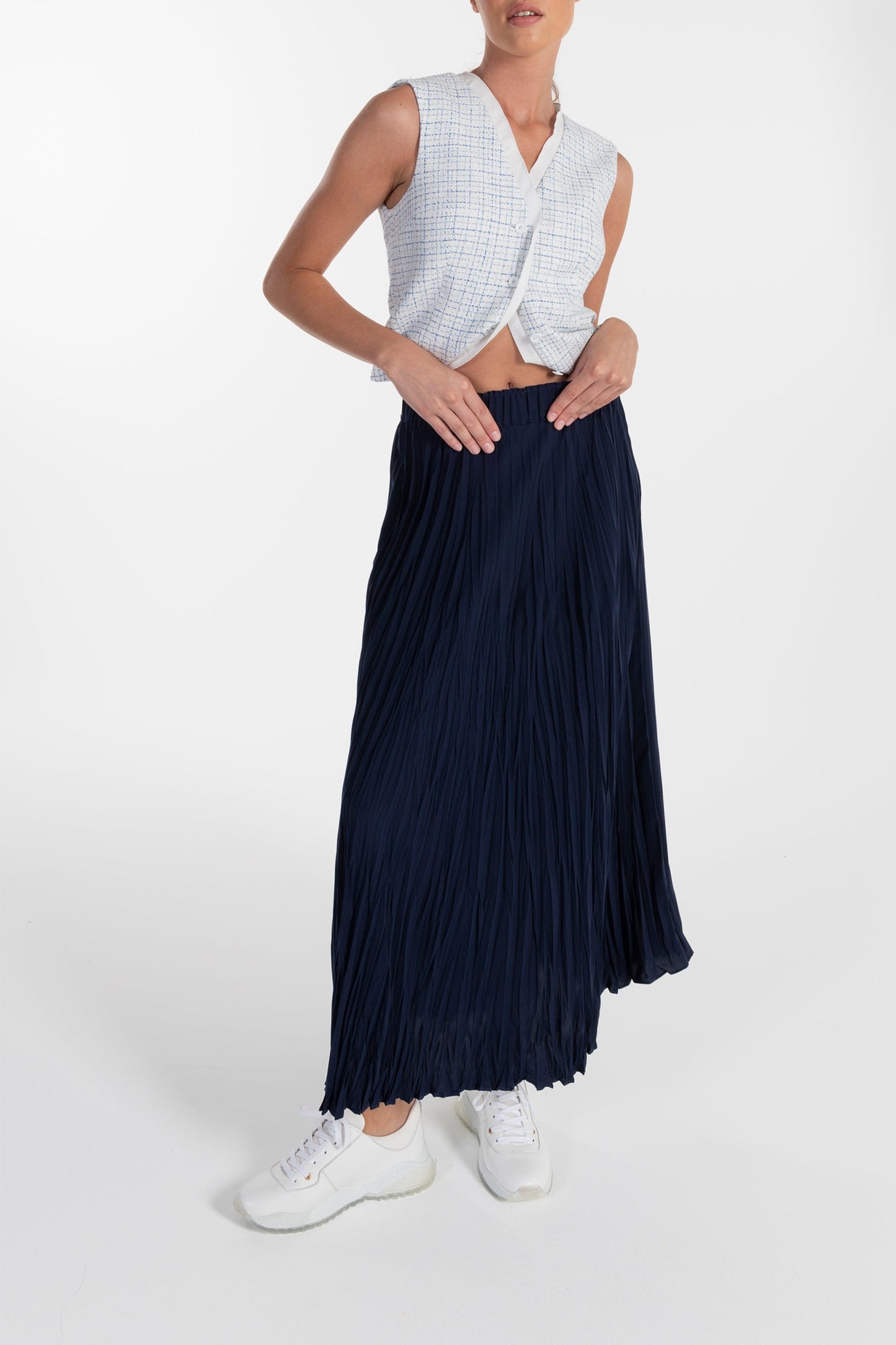 Saia Plissada Azul-Marinho de Mulher ANA SOUSA