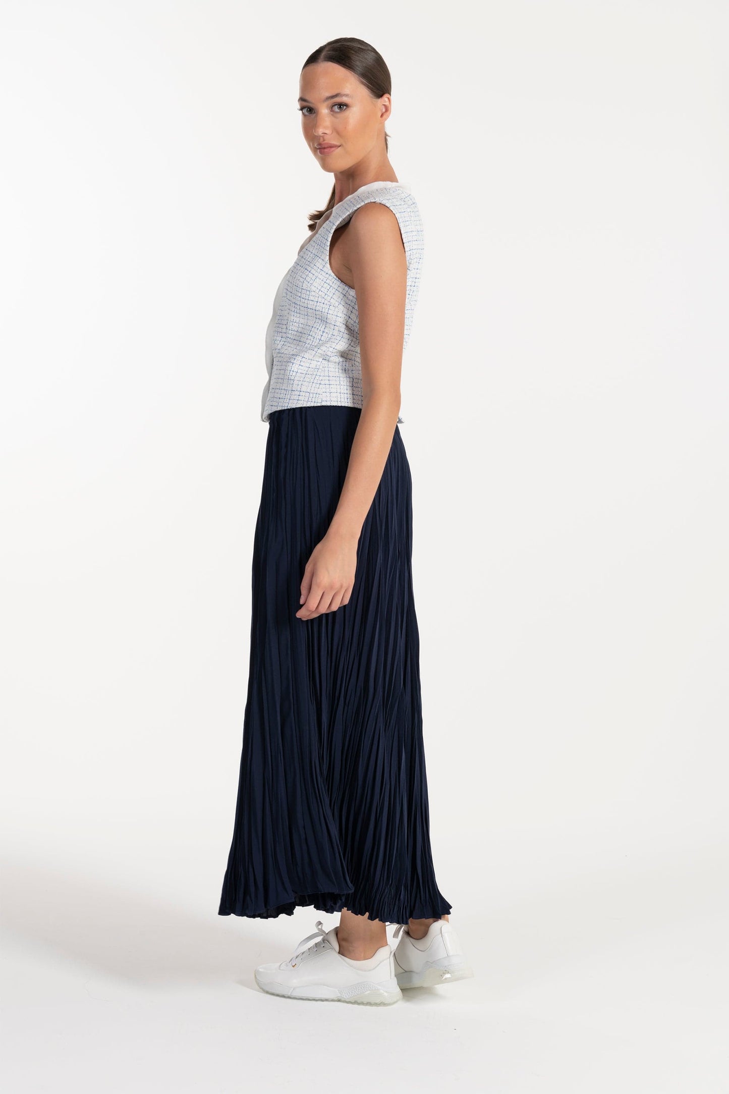 Saia Plissada Azul-Marinho de Mulher ANA SOUSA