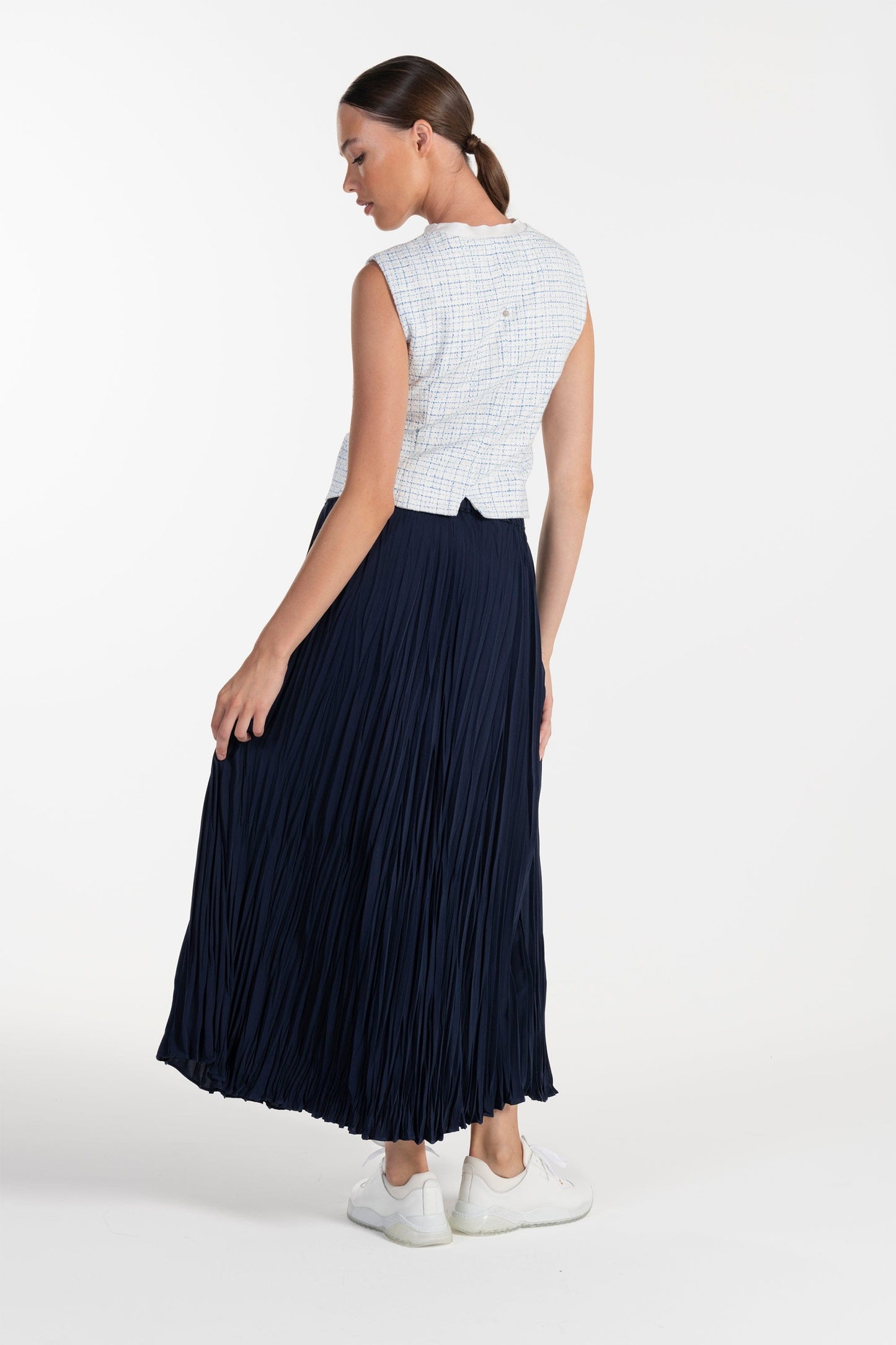 Saia Plissada Azul-Marinho de Mulher ANA SOUSA