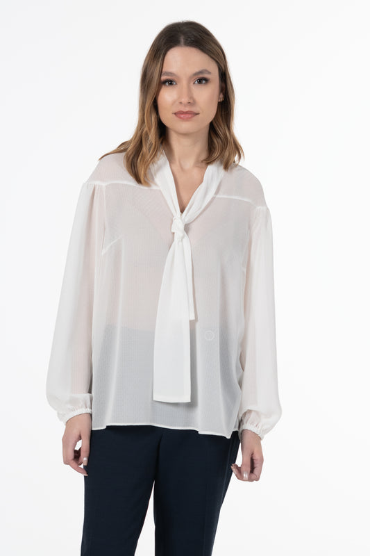 Blusa Branca de Mulher ANA SOUSA com Laço no Decote