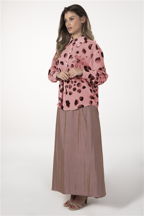 Blusa Mulher ANA SOUSA Rosa com Estampado Floral e Botões Frontais