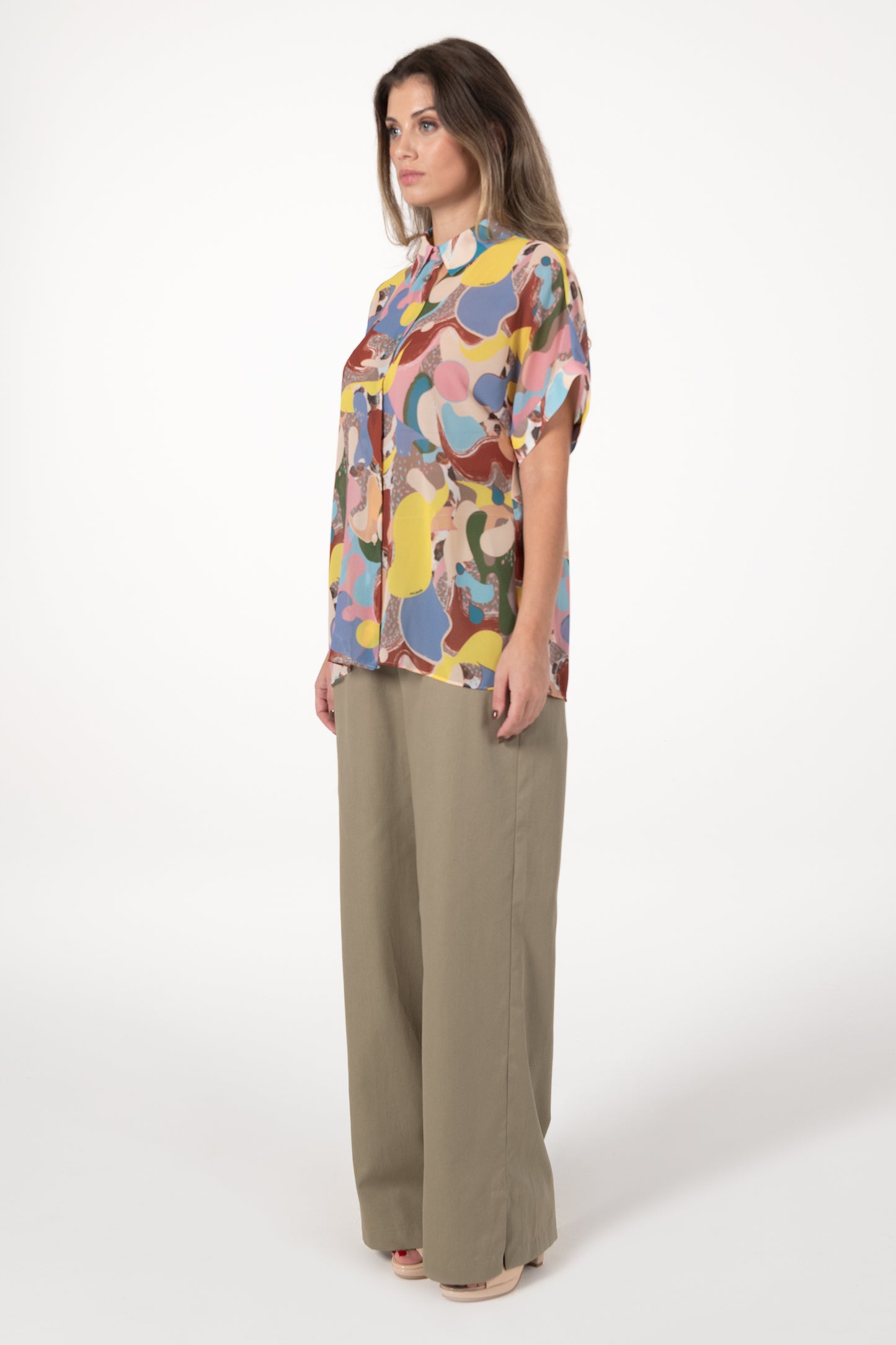 Blusa Mulher ANA SOUSA Multicolor com Estampado Abstrato e Cinto