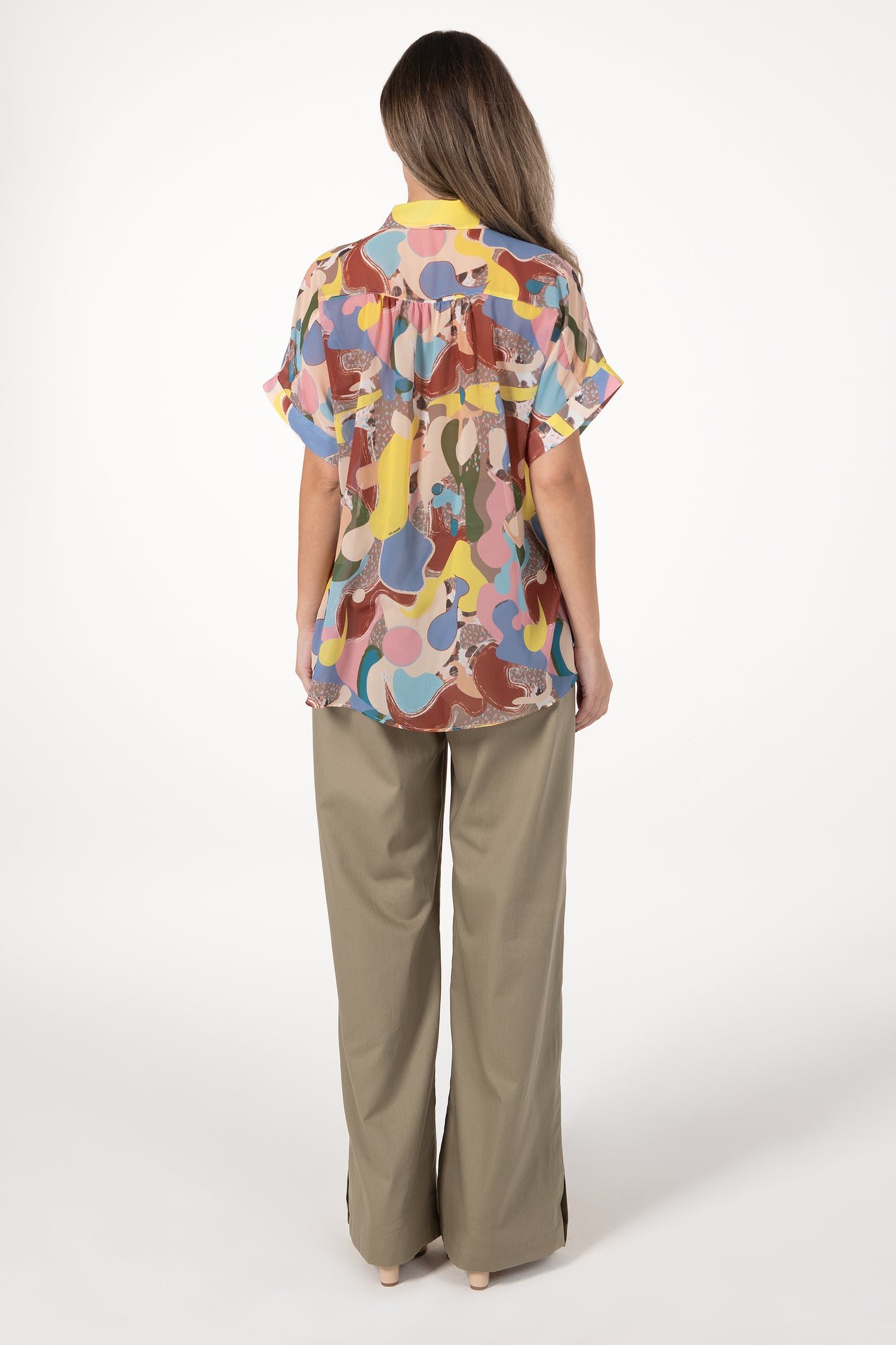 Blusa Mulher ANA SOUSA Multicolor com Estampado Abstrato e Cinto