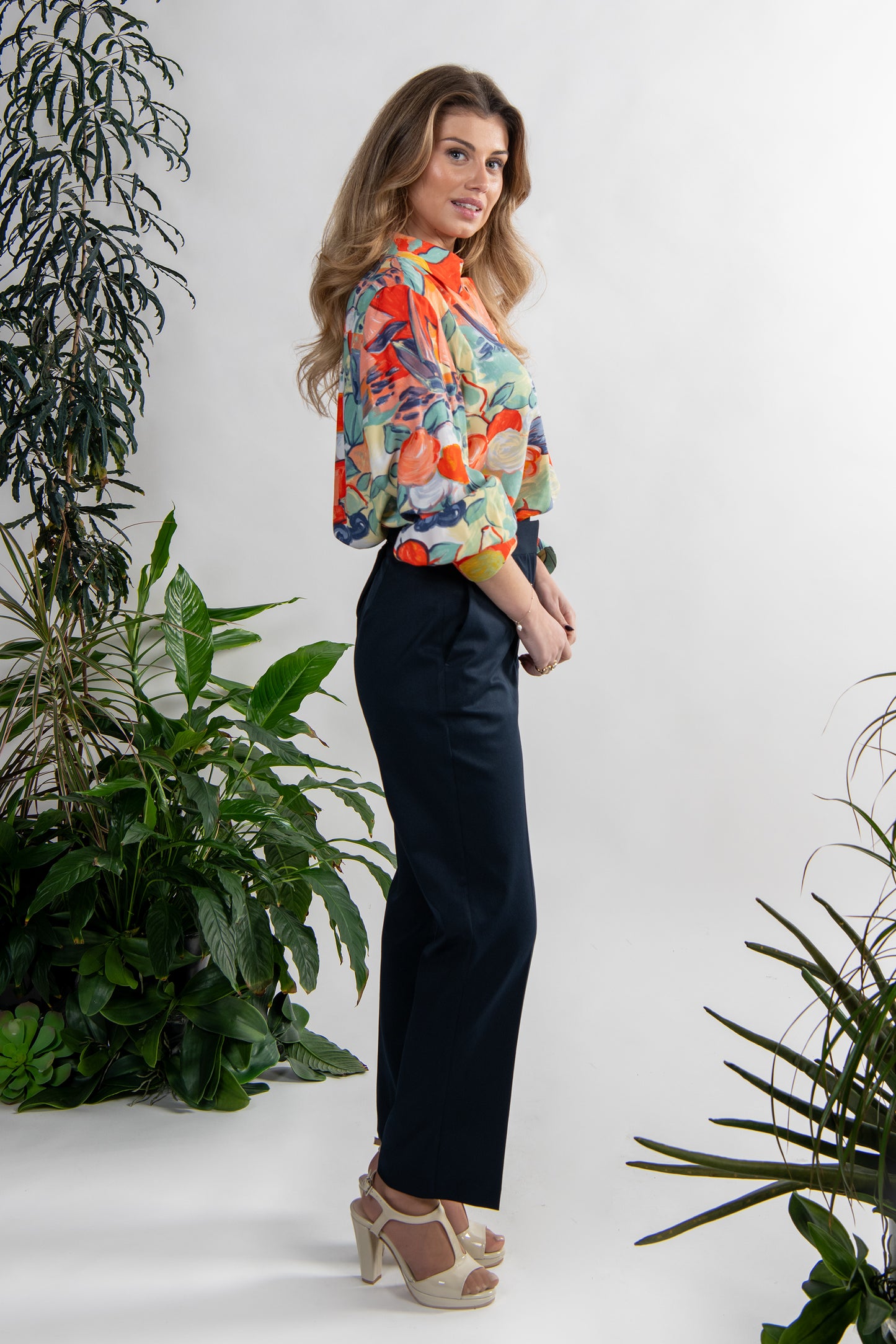Blusa Mulher ANA SOUSA Multicolor com Estampado Floral e Colarinho