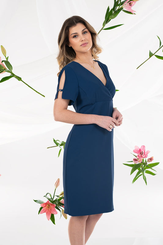 Vestido Ana Sousa Azul com Mangas Detalhadas