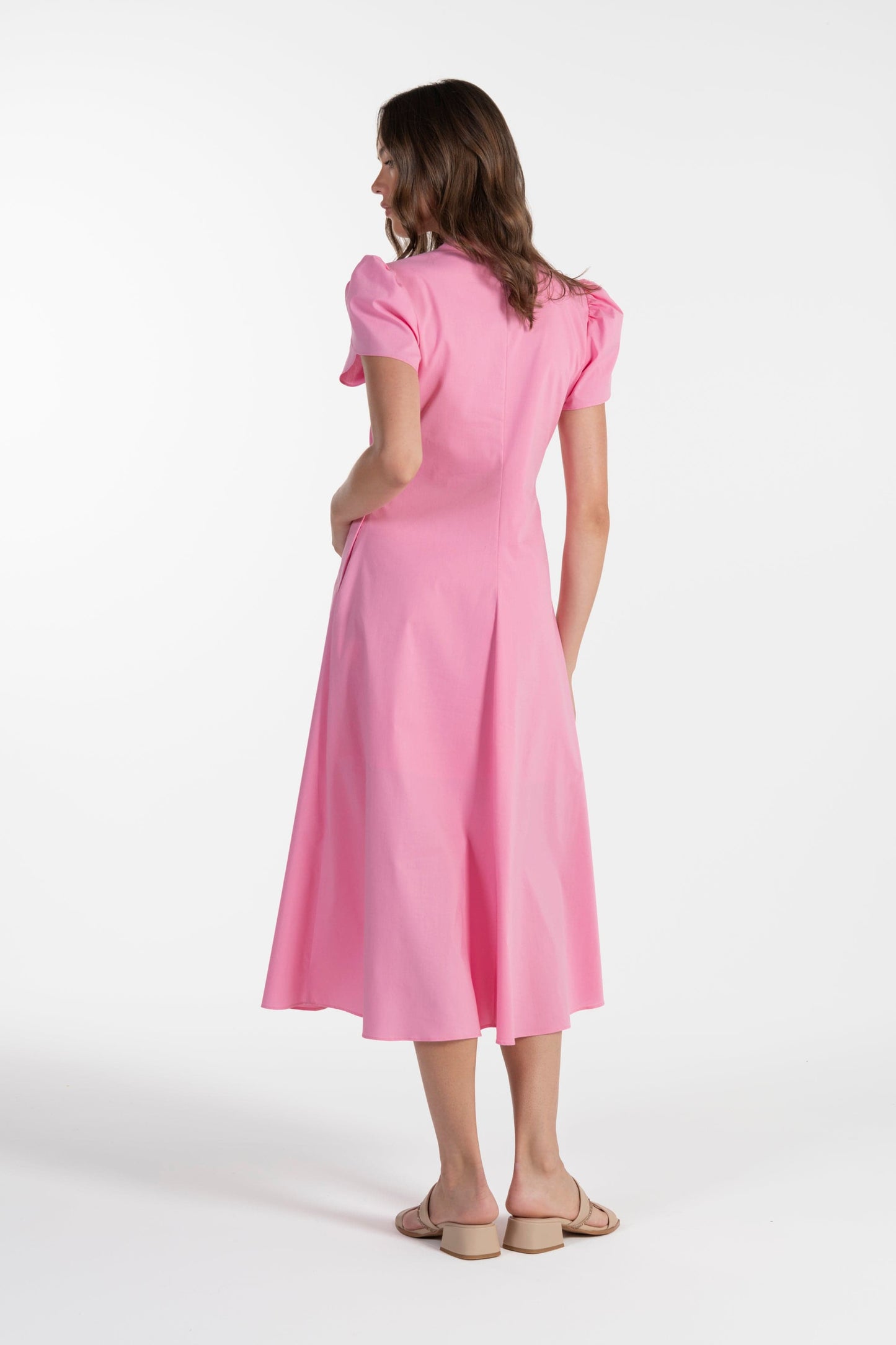 Vestido Rosa de Mulher ANA SOUSA com Mangas Curvas