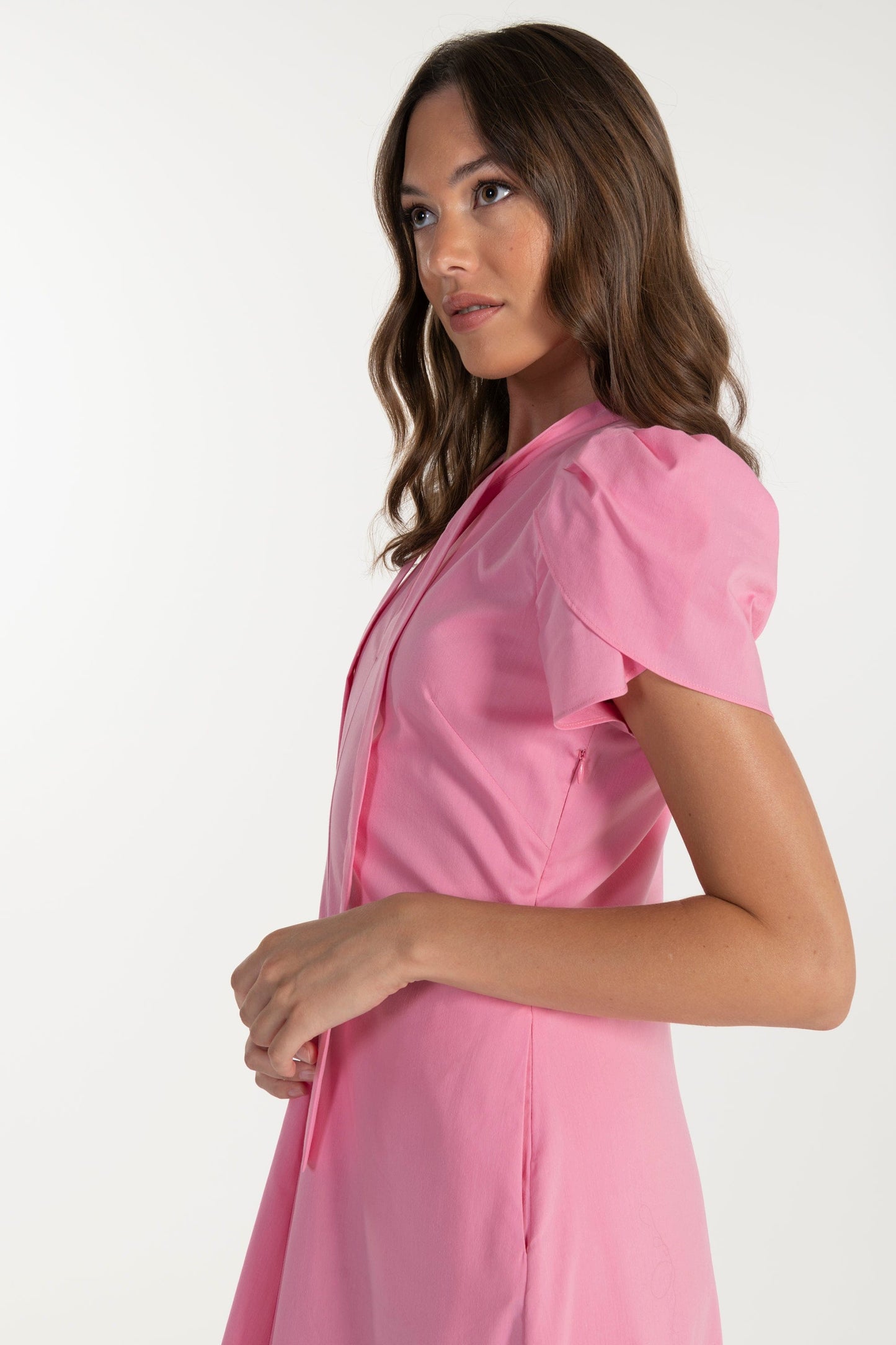 Vestido Rosa de Mulher ANA SOUSA com Mangas Curvas