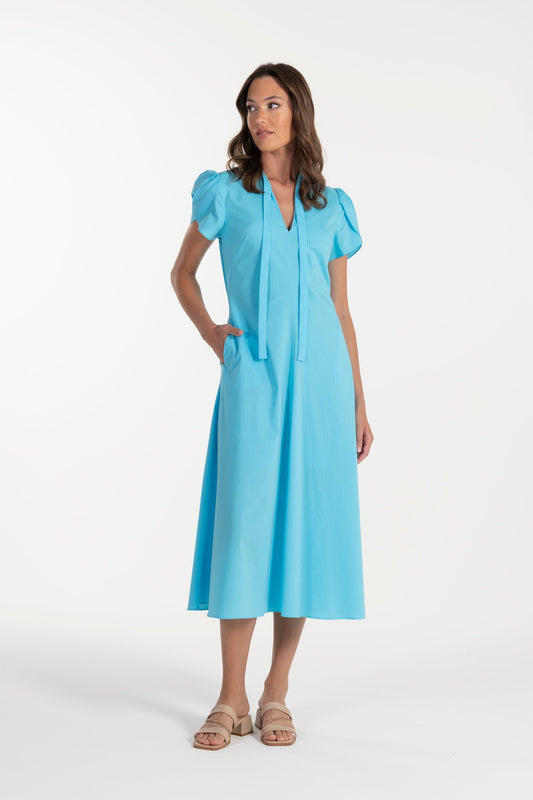 Vestido Azul Claro de Mulher ANA SOUSA com Mangas Curvas