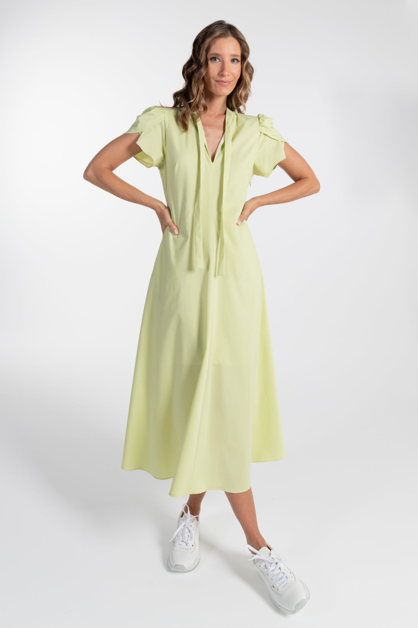 Vestido Amarelo Pastel de Mulher ANA SOUSA com Mangas Curvas