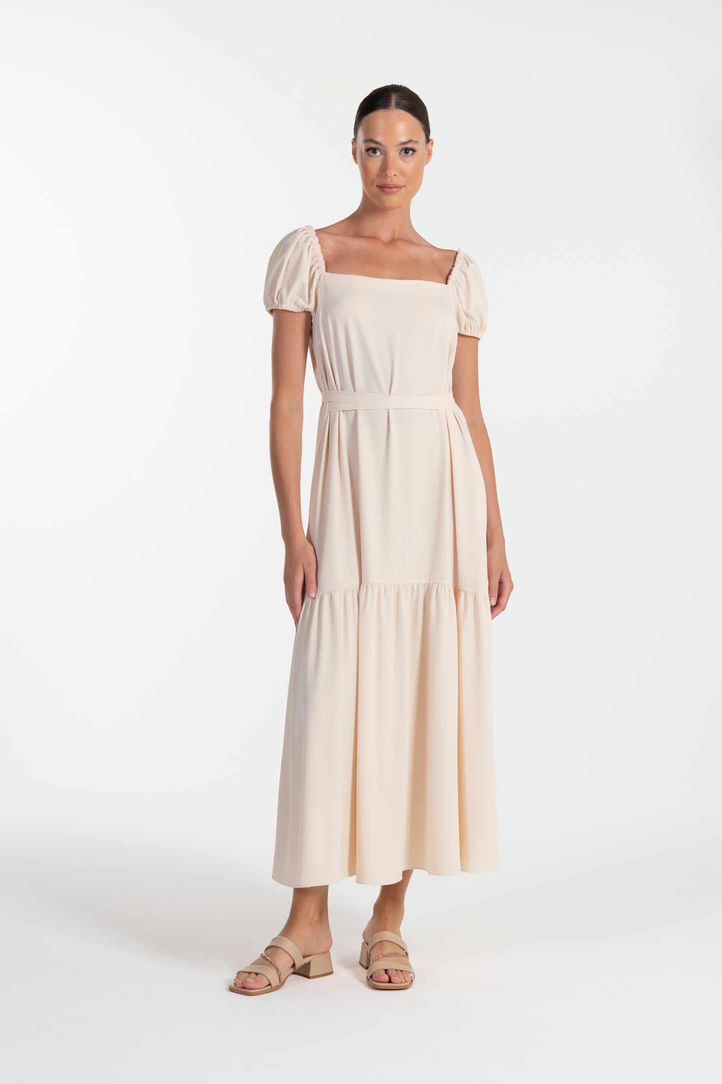 Vestido Bege de Mulher ANA SOUSA com Mangas Curvas