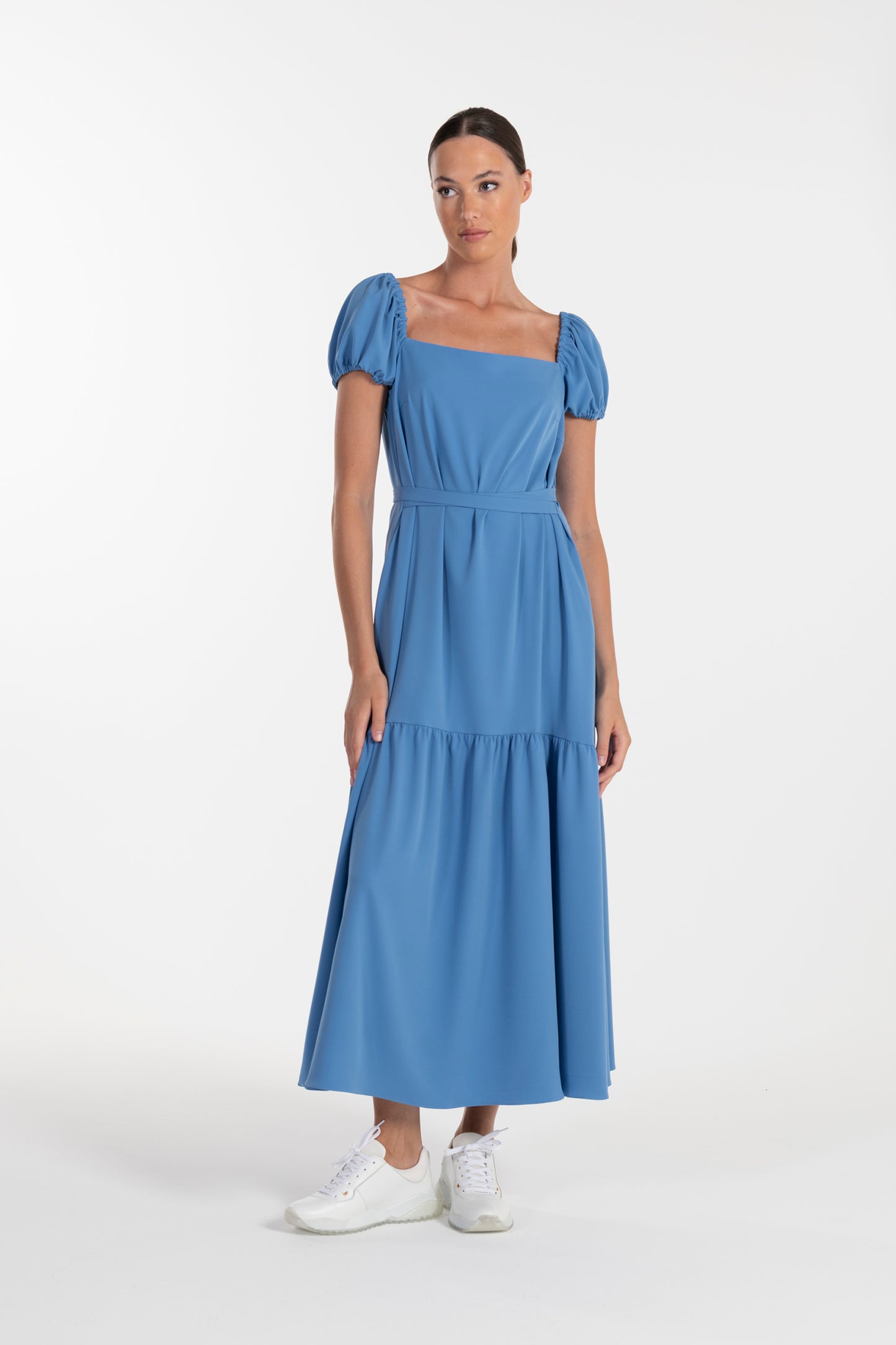 Vestido Azul de Mulher ANA SOUSA com Mangas Curvas