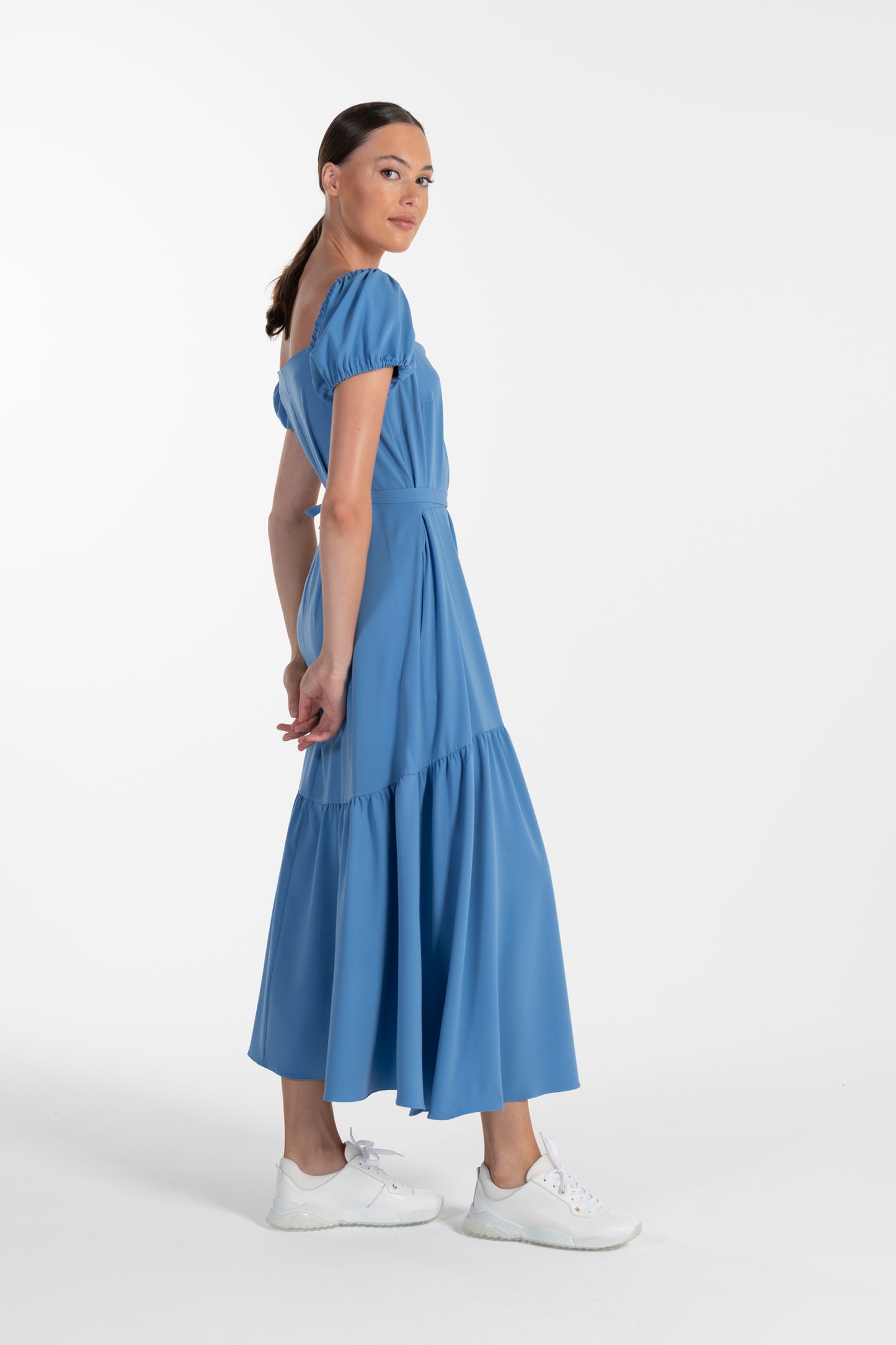 Vestido Azul de Mulher ANA SOUSA com Mangas Curvas