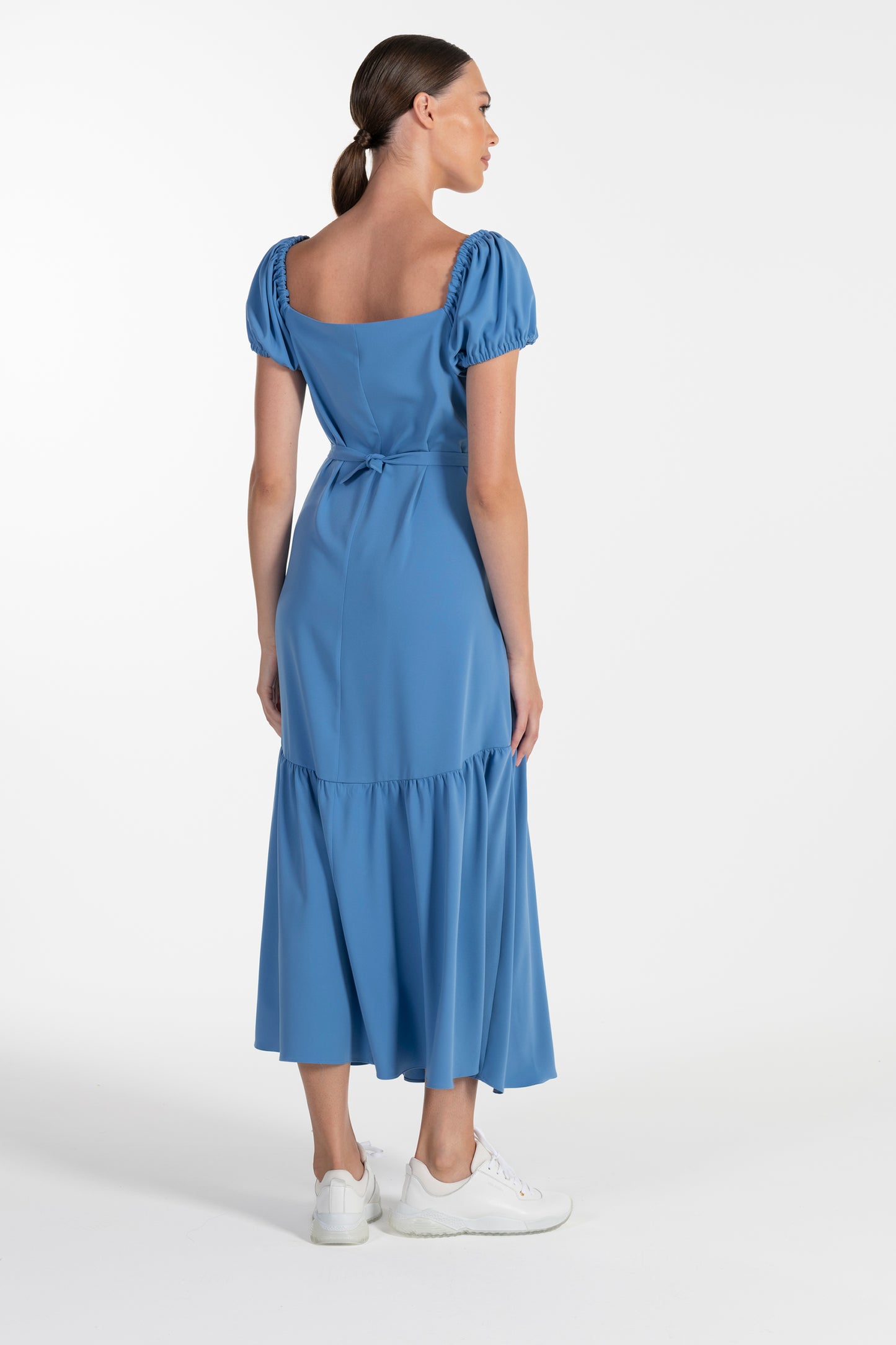 Vestido Azul de Mulher ANA SOUSA com Mangas Curvas