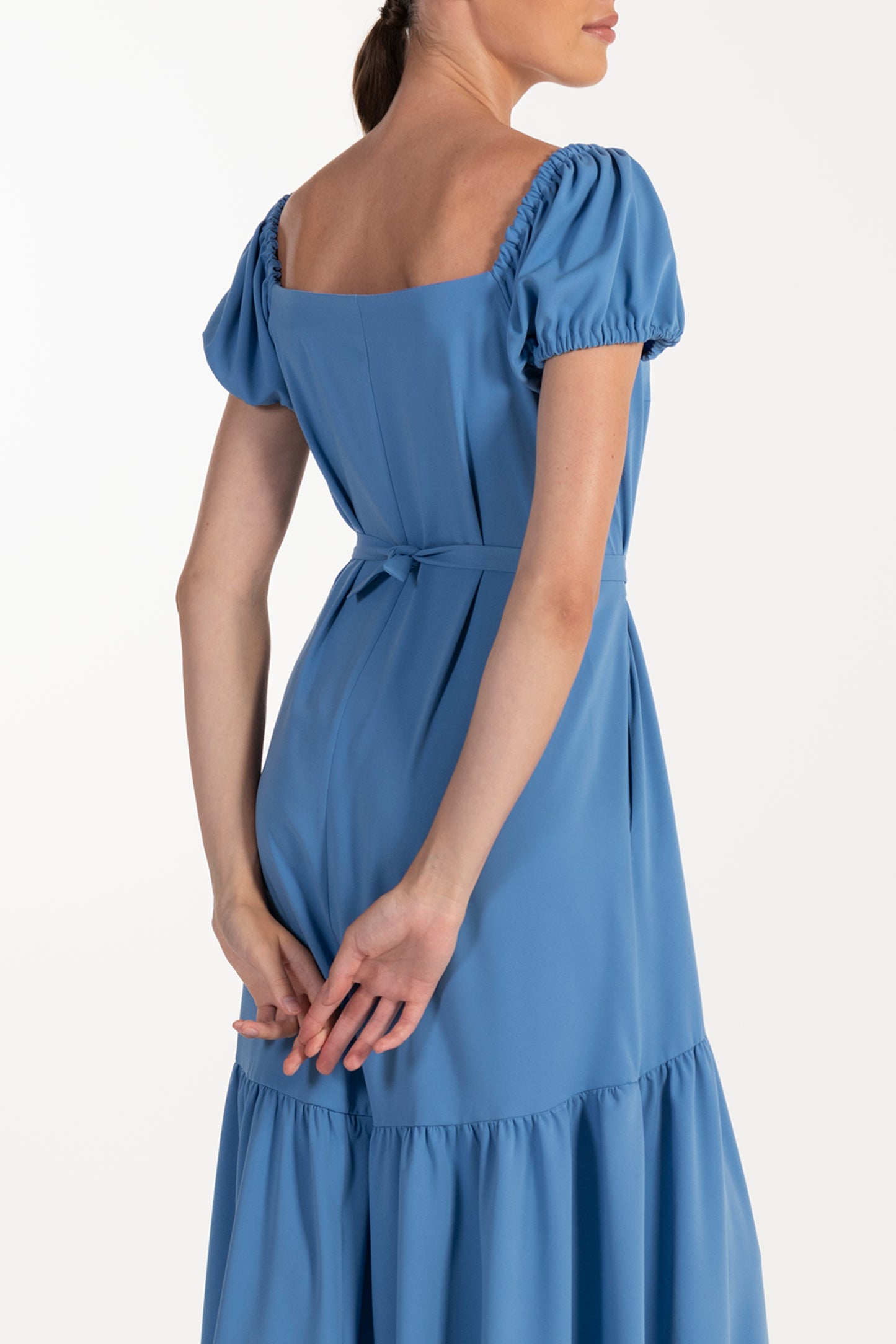 Vestido Azul de Mulher ANA SOUSA com Mangas Curvas