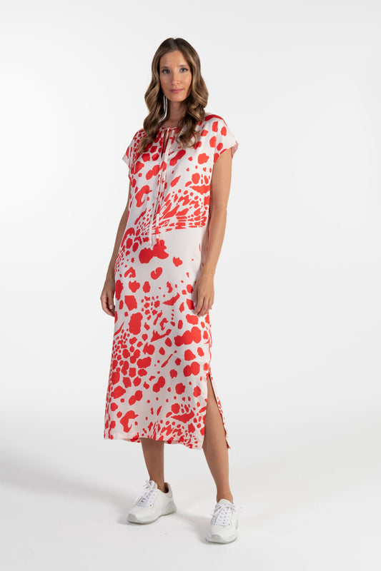 Vestido Estampado Vermelho e Branco de Mulher ANA SOUSA