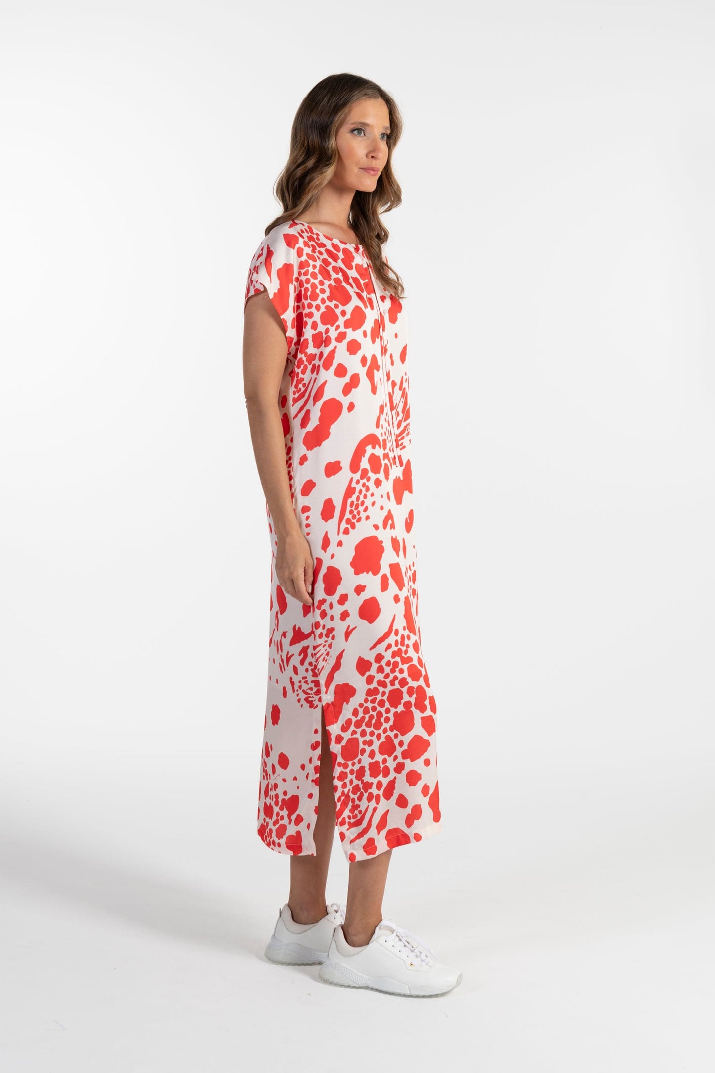 Vestido Estampado Vermelho e Branco de Mulher ANA SOUSA