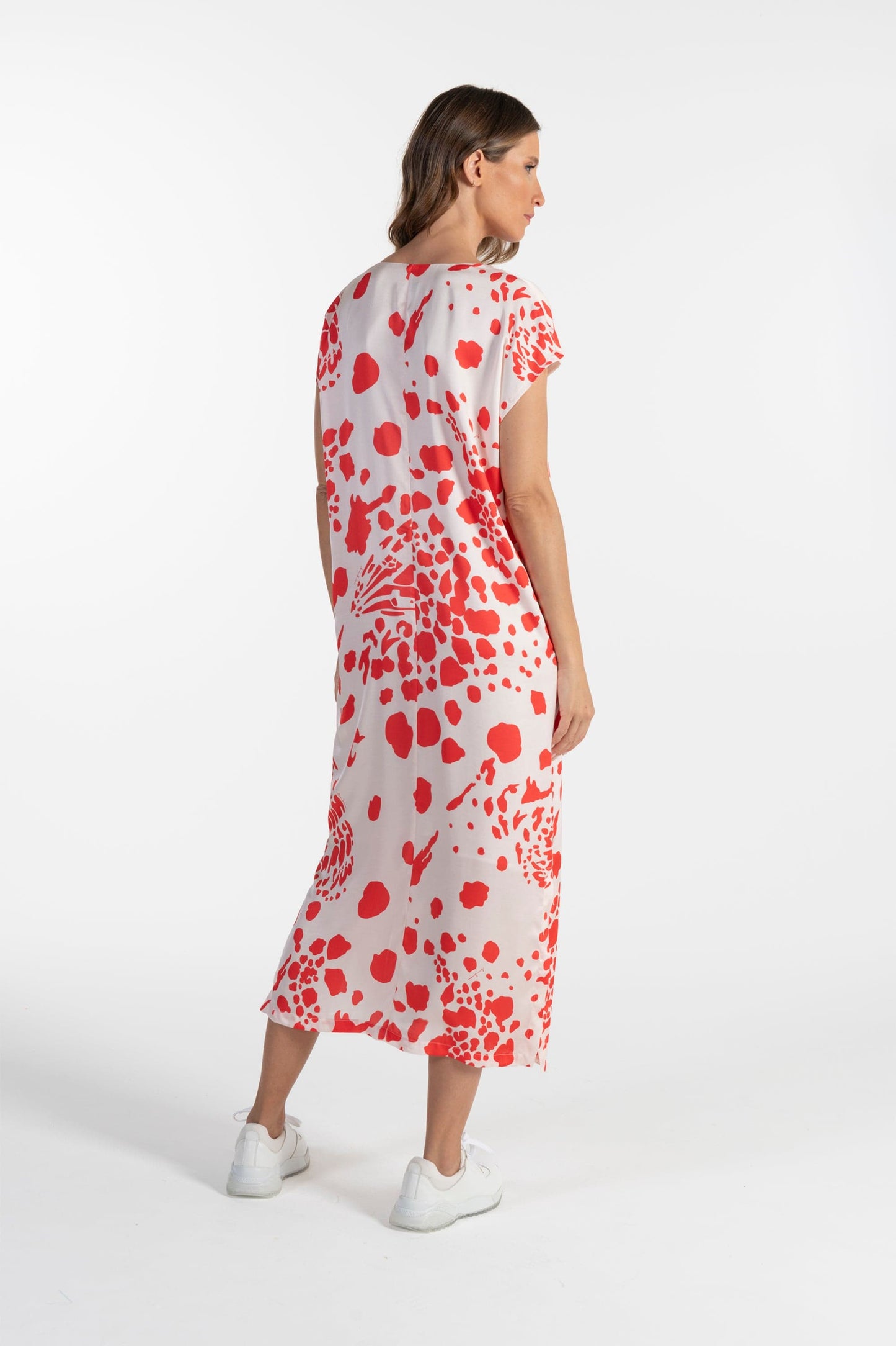 Vestido Estampado Vermelho e Branco de Mulher ANA SOUSA