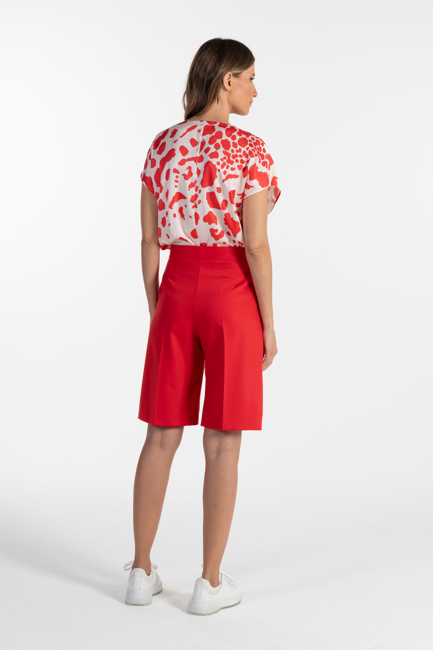 Calções Vermelhos de Mulher ANA SOUSA com Cintura Média