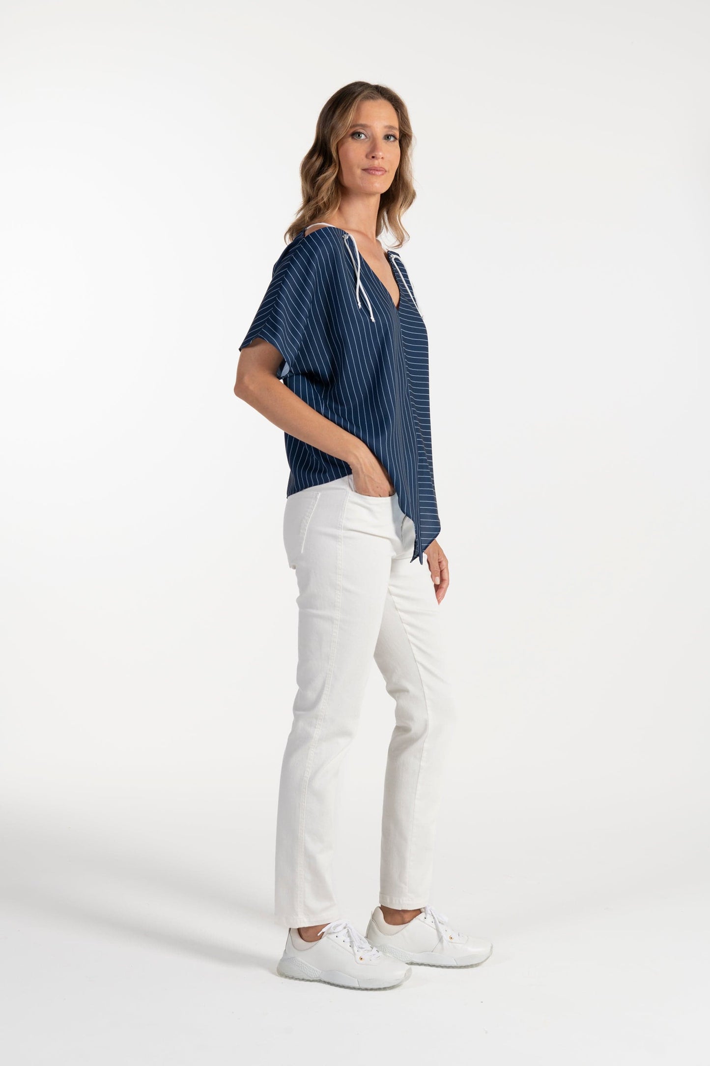 Túnica Azul de Mulher ANA SOUSA com Decote em V