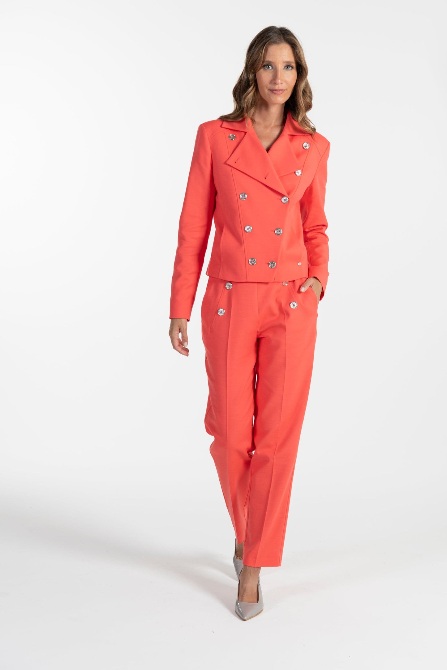 Jaqueta Coral de Mulher ANA SOUSA com Botões Metálicos