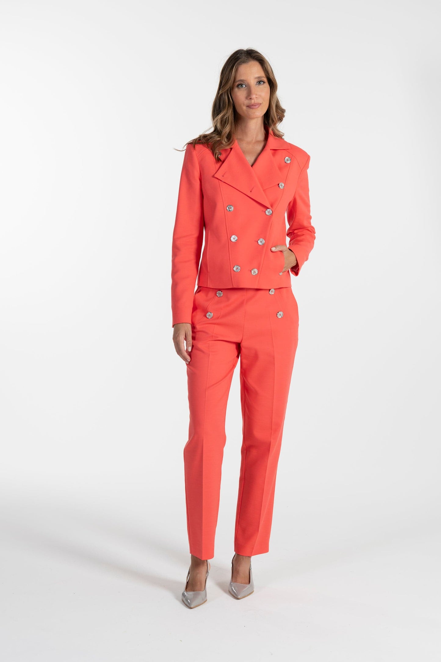 Jaqueta Coral de Mulher ANA SOUSA com Botões Metálicos