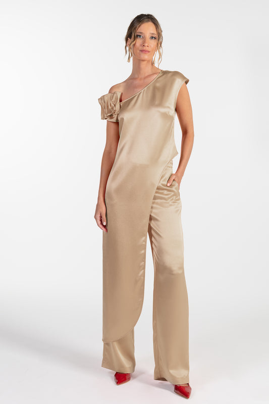 Calças Bege de Mulher ANA SOUSA com Corte Largo