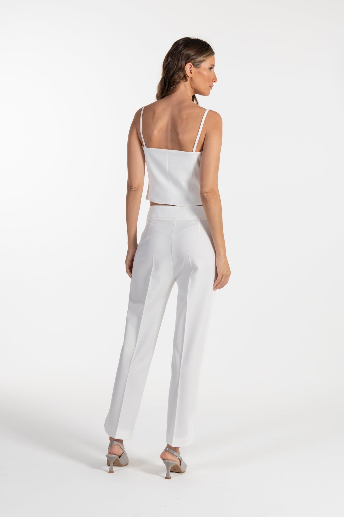 Calças s Ana Sousa Brancas Corte Reto