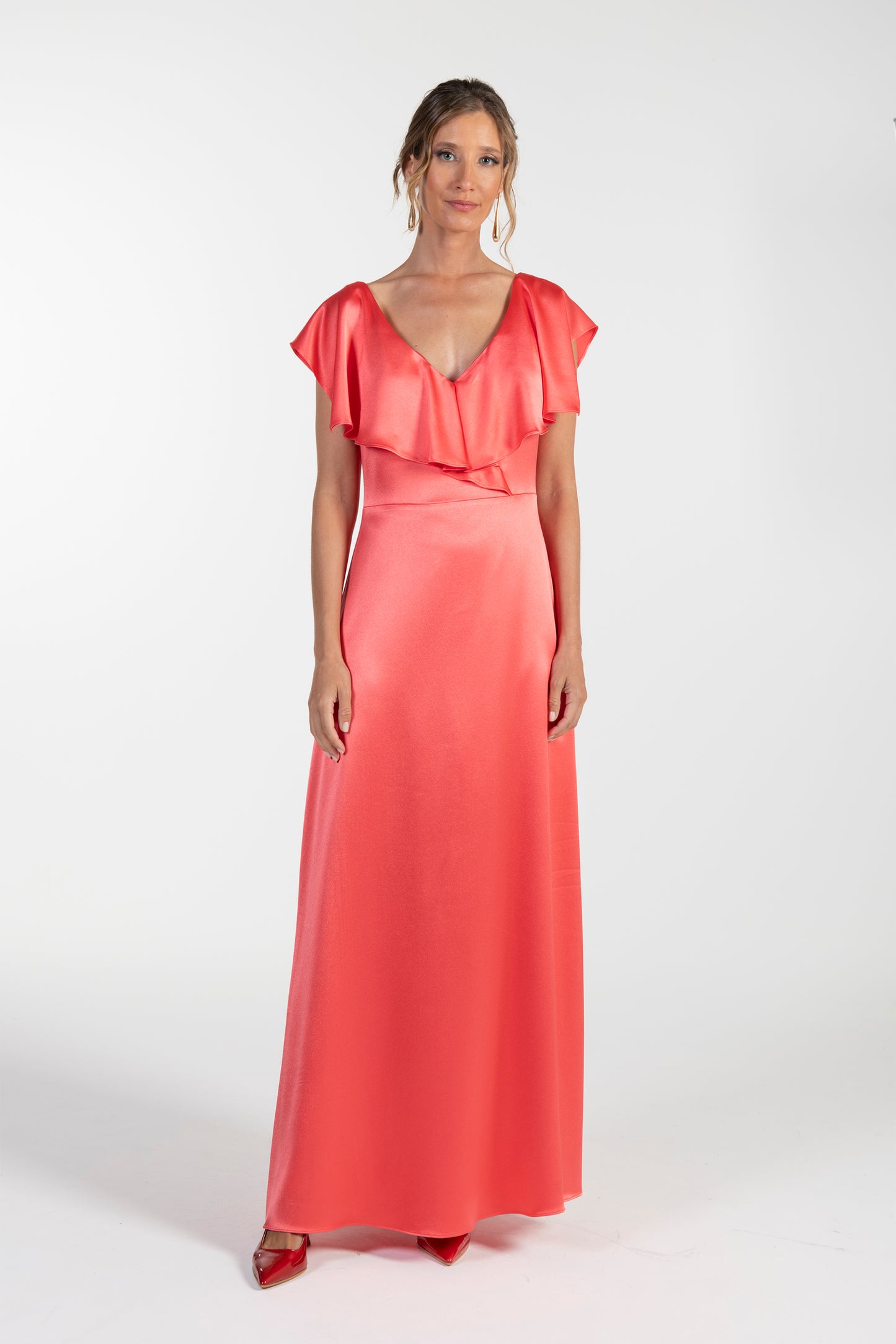 Vestido Coral de Mulher ANA SOUSA em Tecido Acetinado