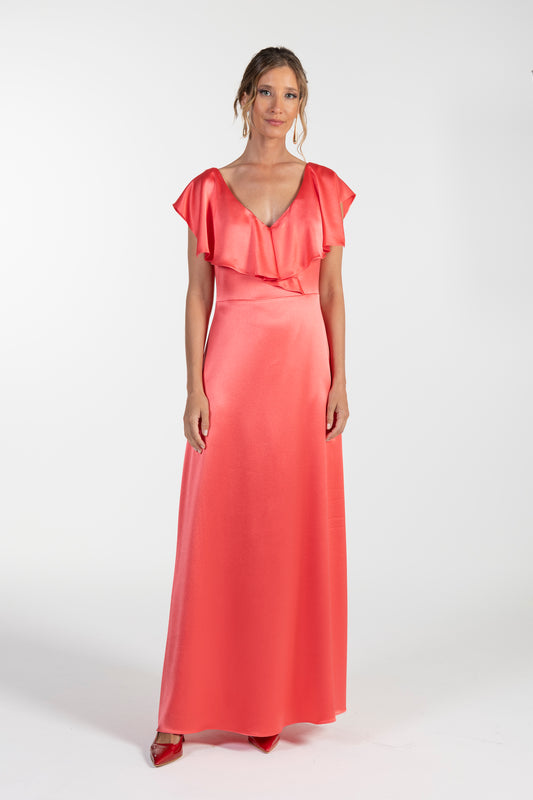 Vestido Coral de Mulher ANA SOUSA em Tecido Acetinado