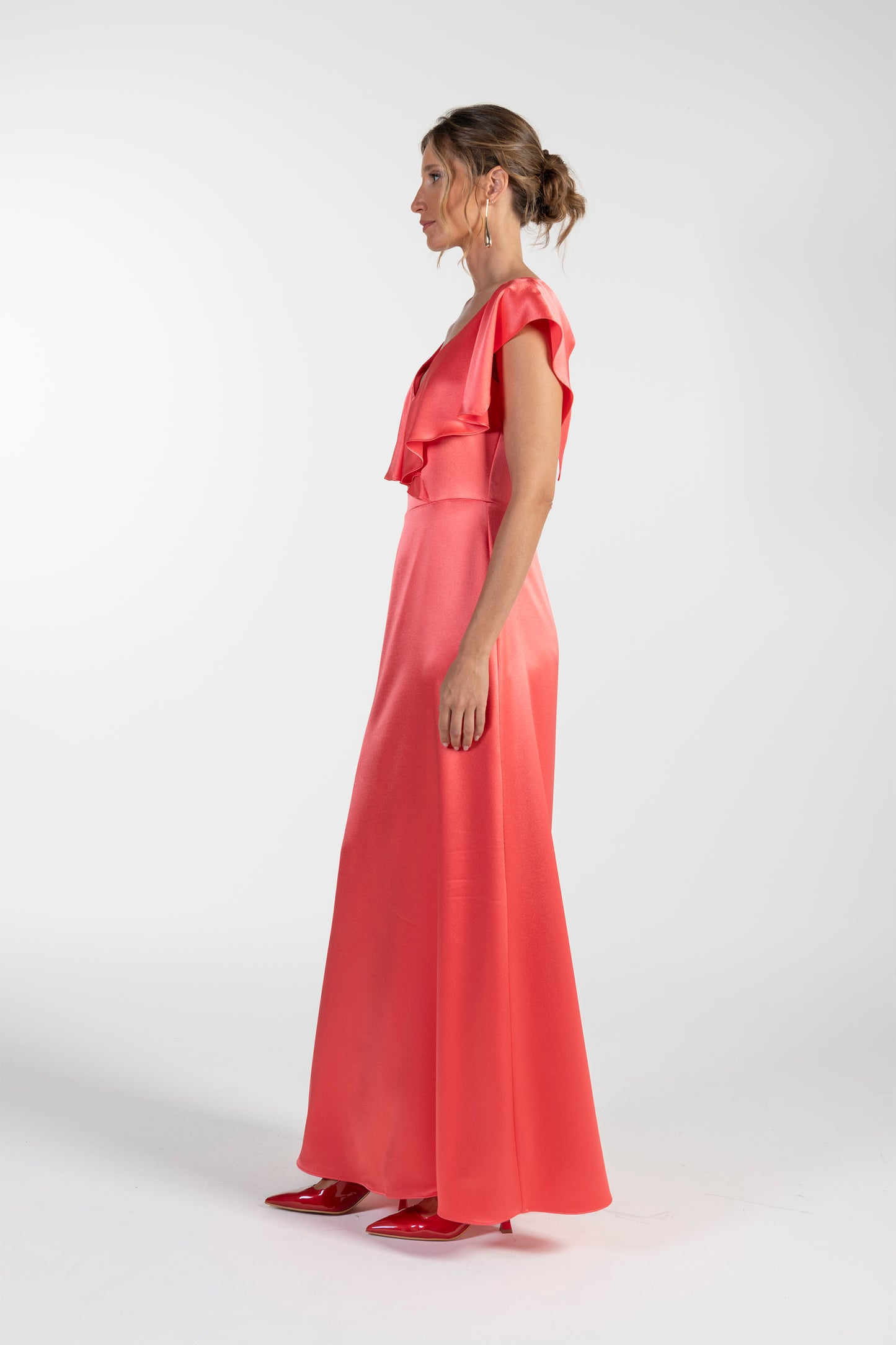 Vestido Coral de Mulher ANA SOUSA em Tecido Acetinado