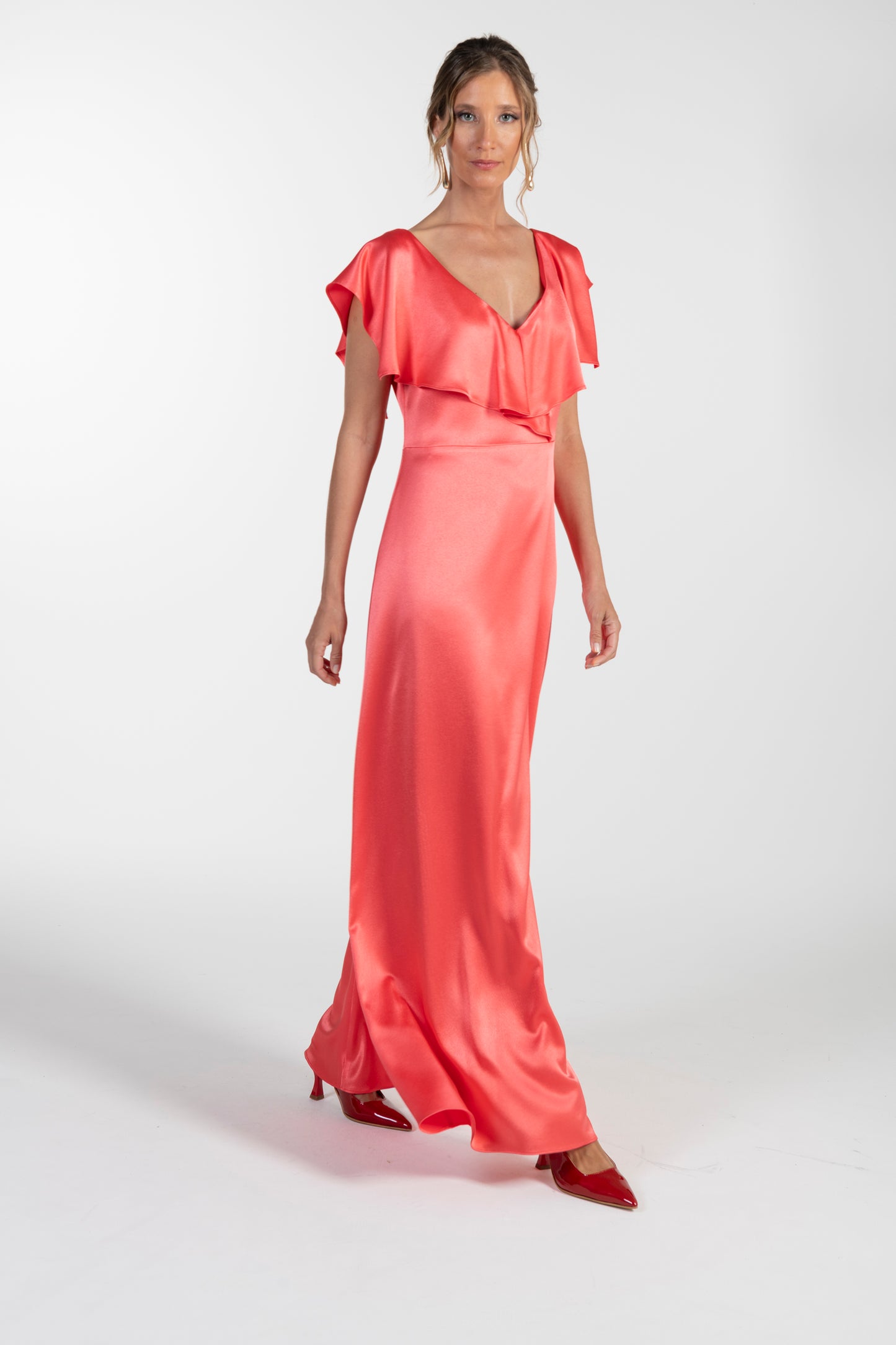 Vestido Coral de Mulher ANA SOUSA em Tecido Acetinado