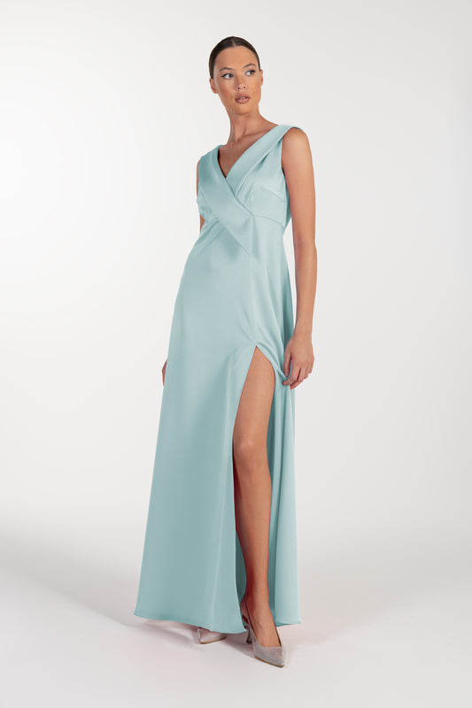 Vestido Verde Água de Mulher ANA SOUSA com Abertura Frontal