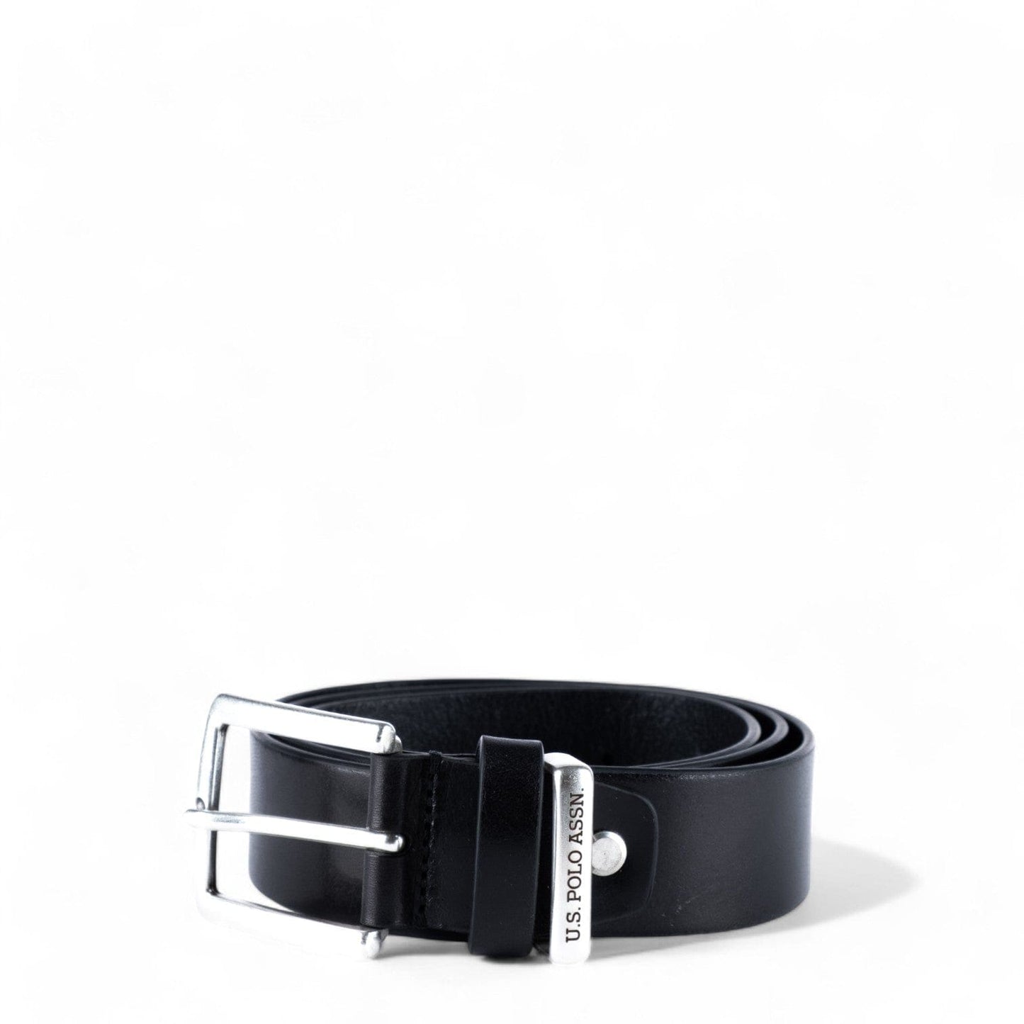 Cinto de Homem US Polo Preto com Fivela Metálica e Detalhe da Marca