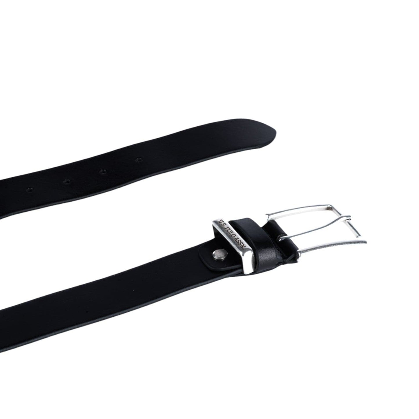 Cinto de Homem US Polo Preto com Fivela Metálica e Detalhe da Marca