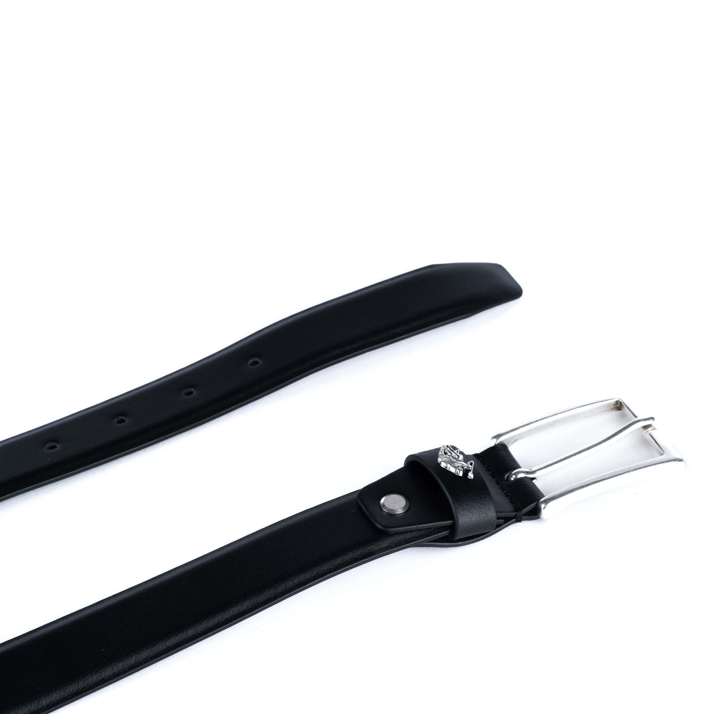 Cinto de Homem US Polo Preto com Logótipo Metálico e Fivela Prateada