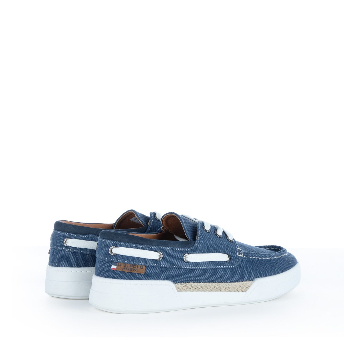 Sapato Náutico Homem U.S. Polo Assn. Azul com Atacadores Brancos e Sola Branca