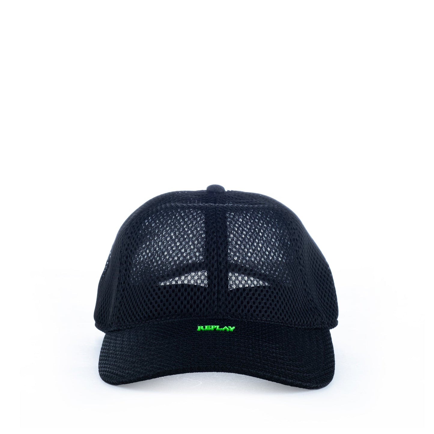 Boné Replay Preto em Rede com Logótipo Verde Fluo