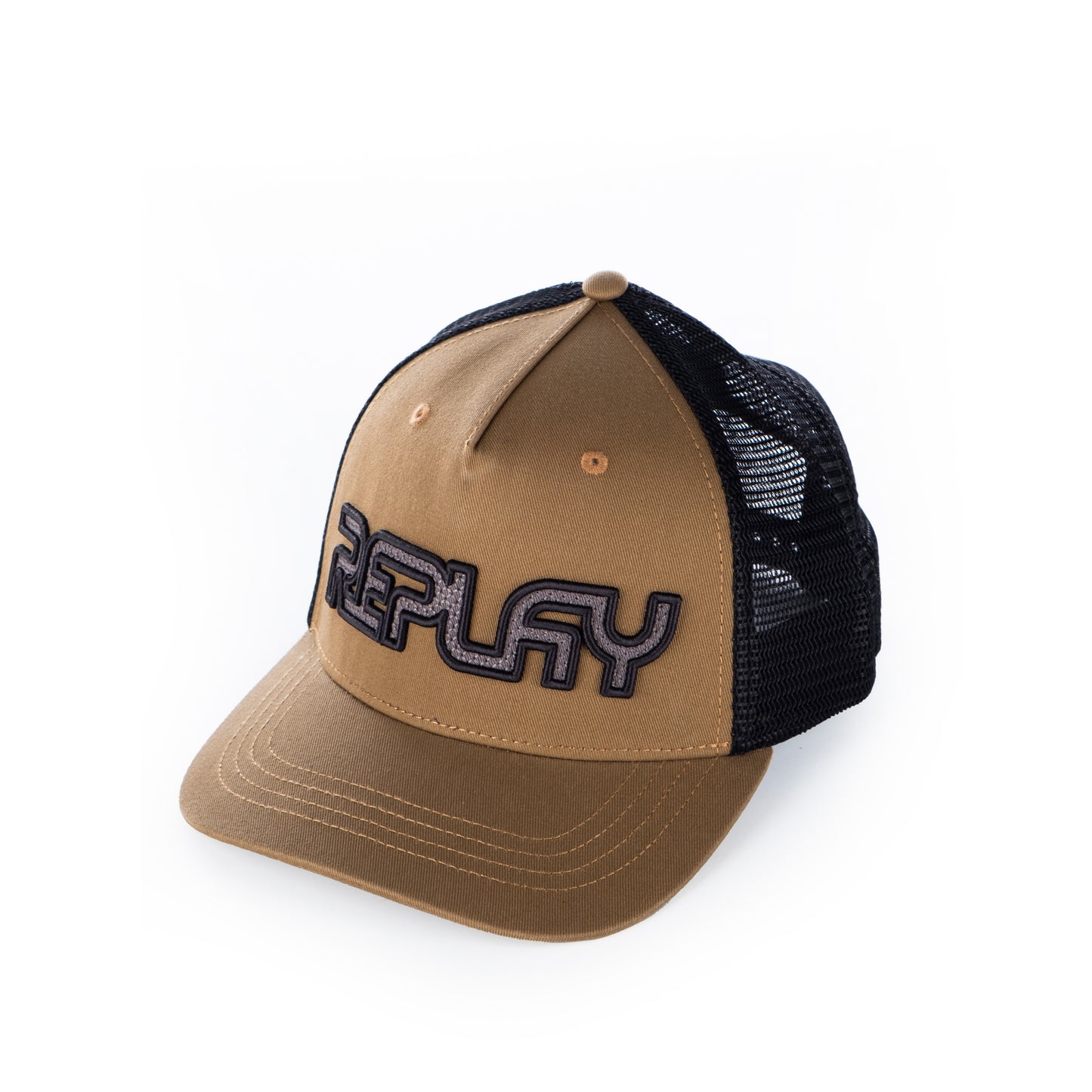 Boné Unissexoo Replay Marrom e Preto com Logo Bordado