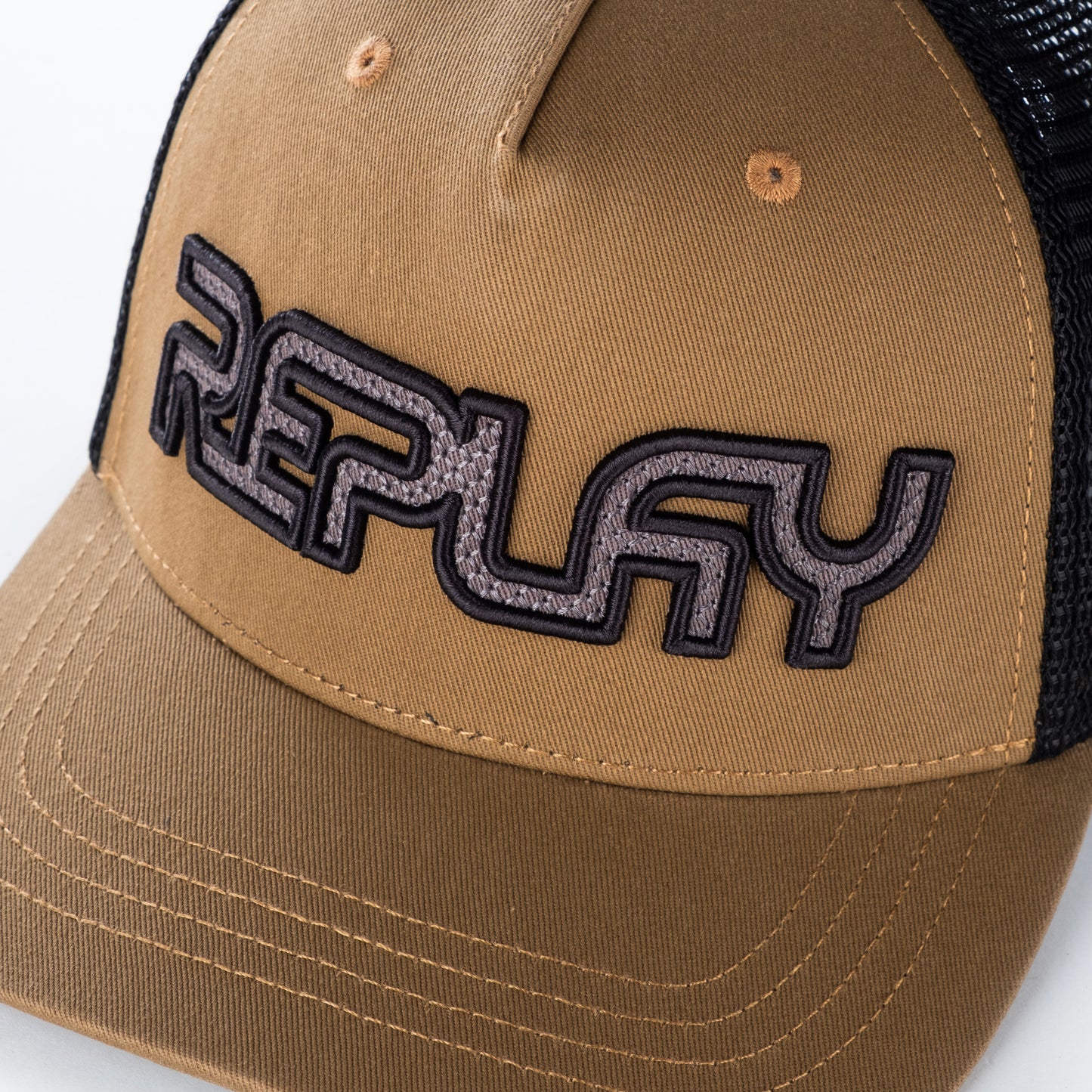 Boné Unissexoo Replay Marrom e Preto com Logo Bordado