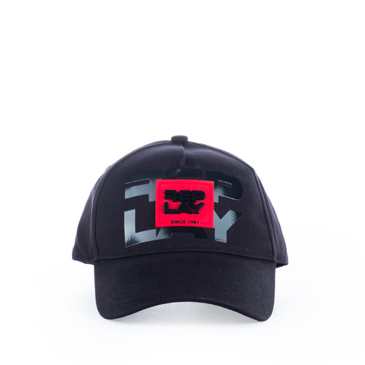 Boné Unissexo Replay Preto com Estampa Moderna e Logo